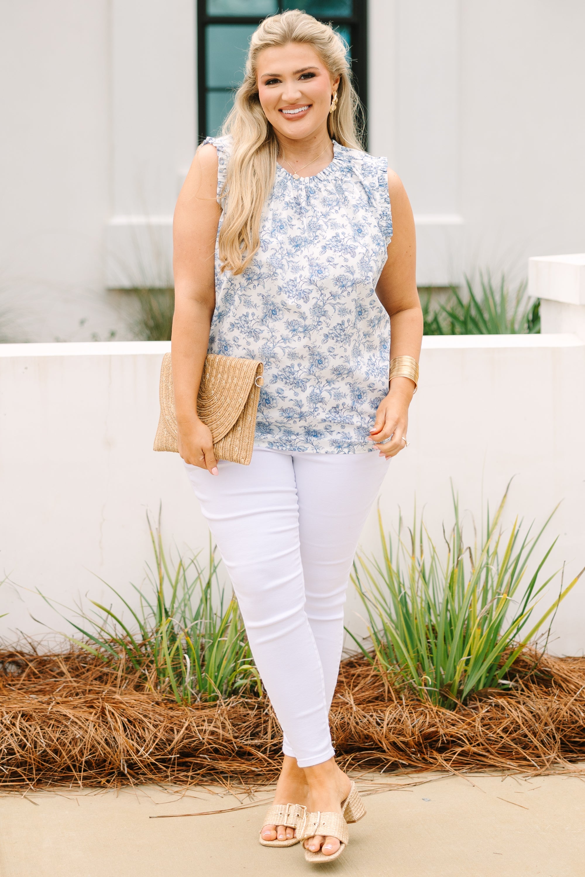 Never Cared Much Top, Blue Floral