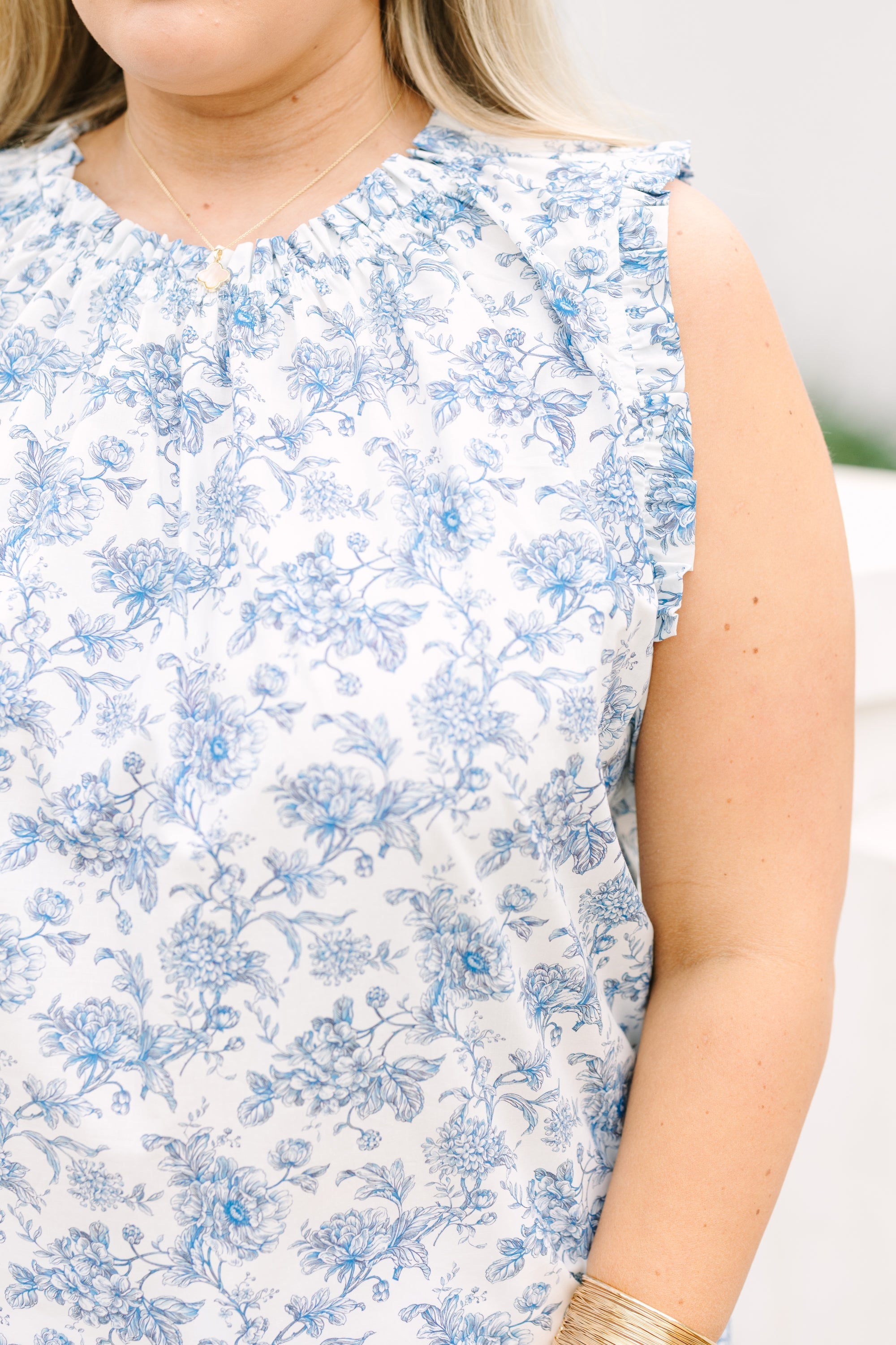 Never Cared Much Top, Blue Floral