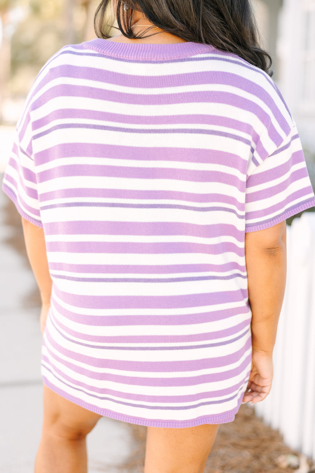 Off In Paradise Sweater Set, Lavender Stripe