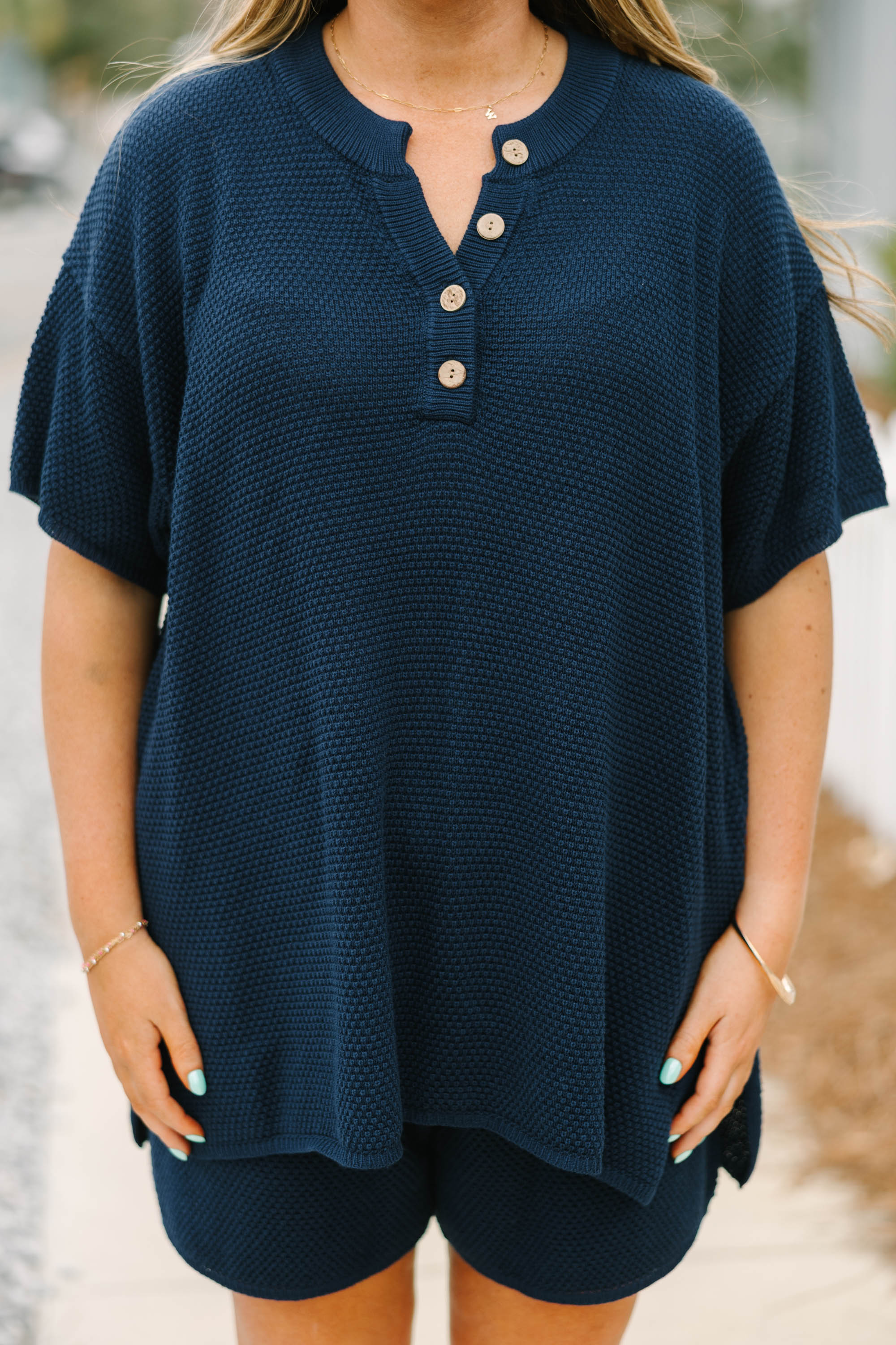 Off In Paradise Sweater Set, Navy