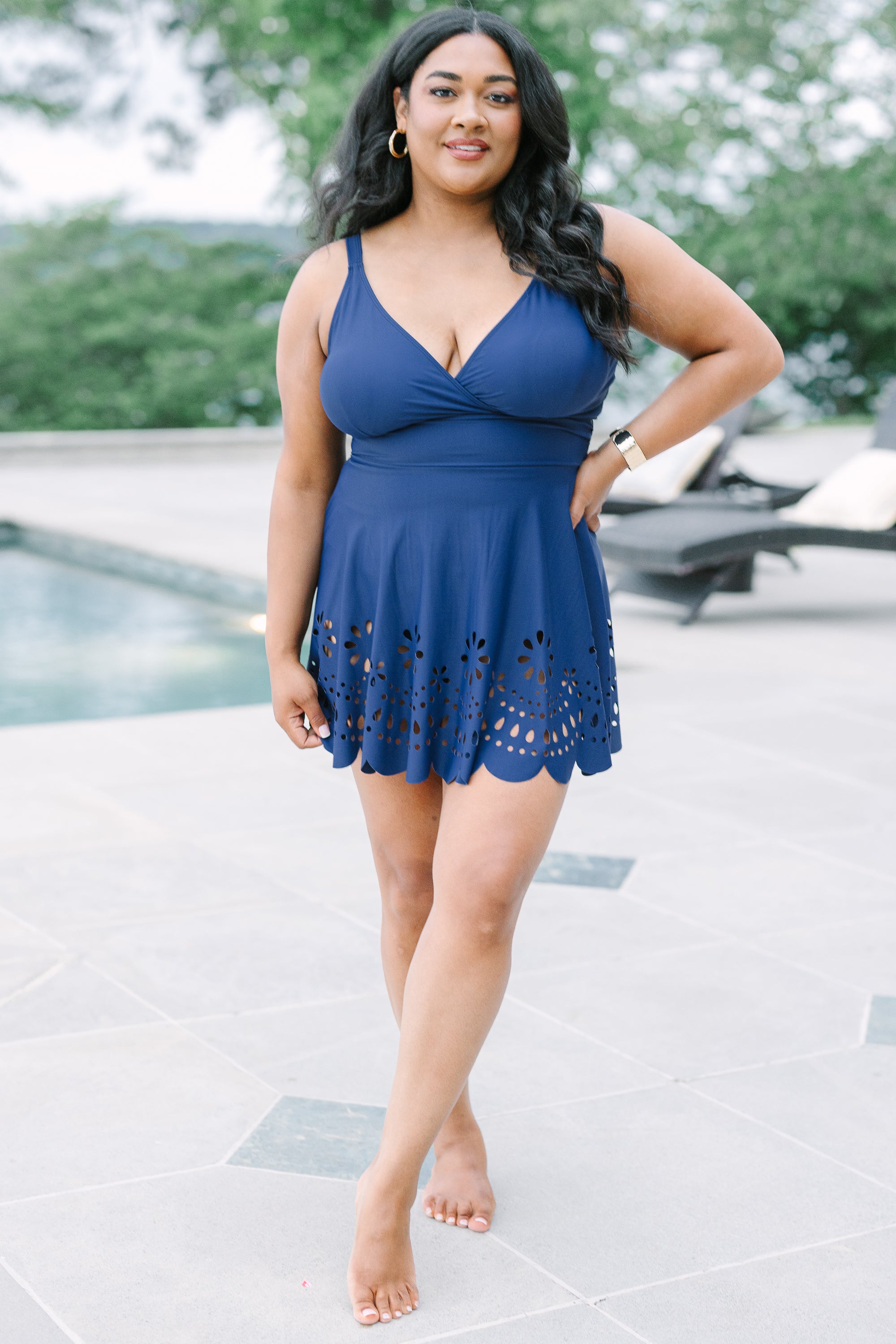 Off The Coast Swim Dress, Navy