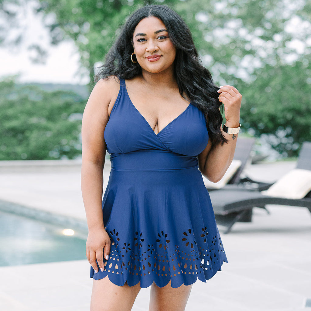 Off The Coast Swim Dress, Navy