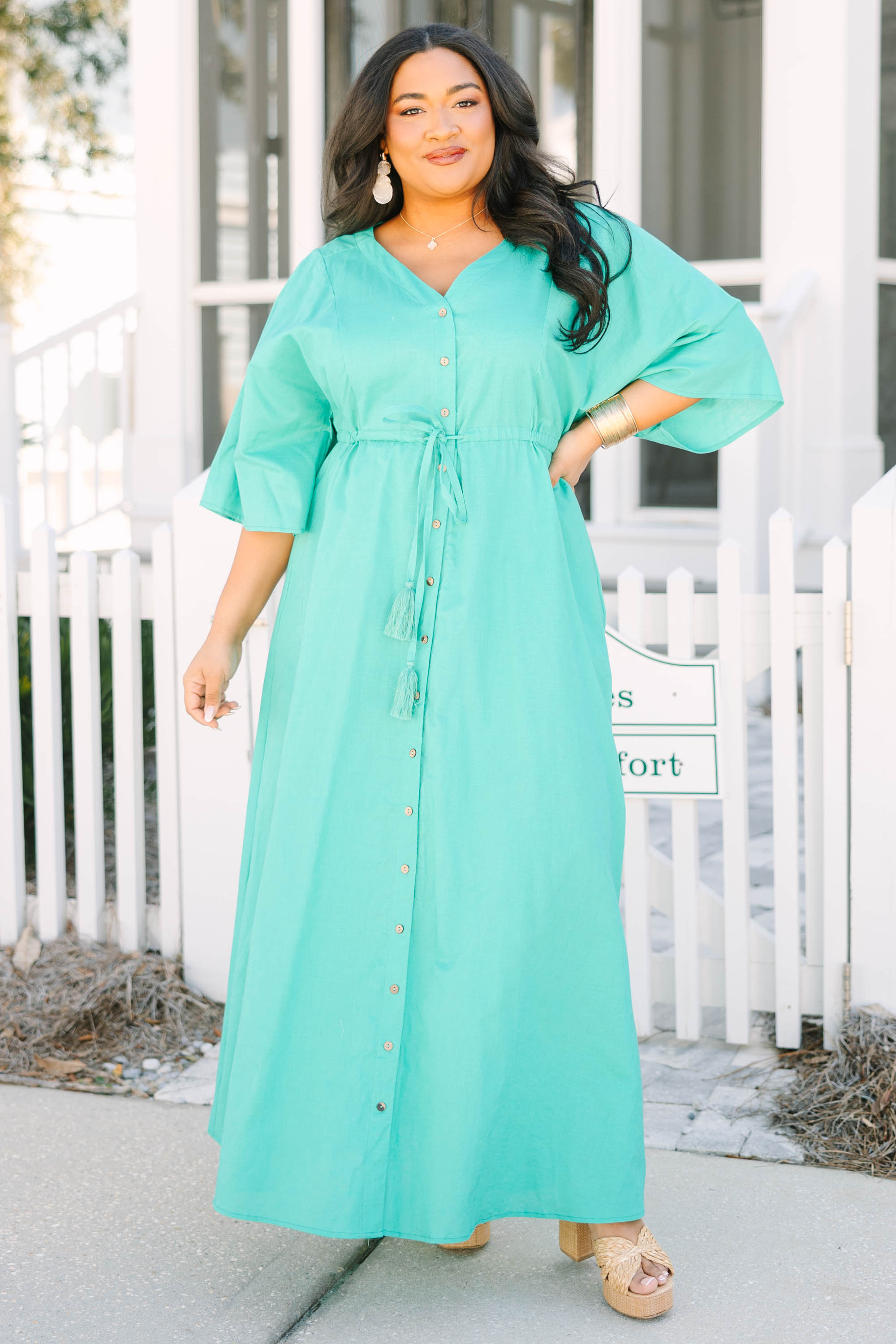 Off To the Islands Dress, Turquoise