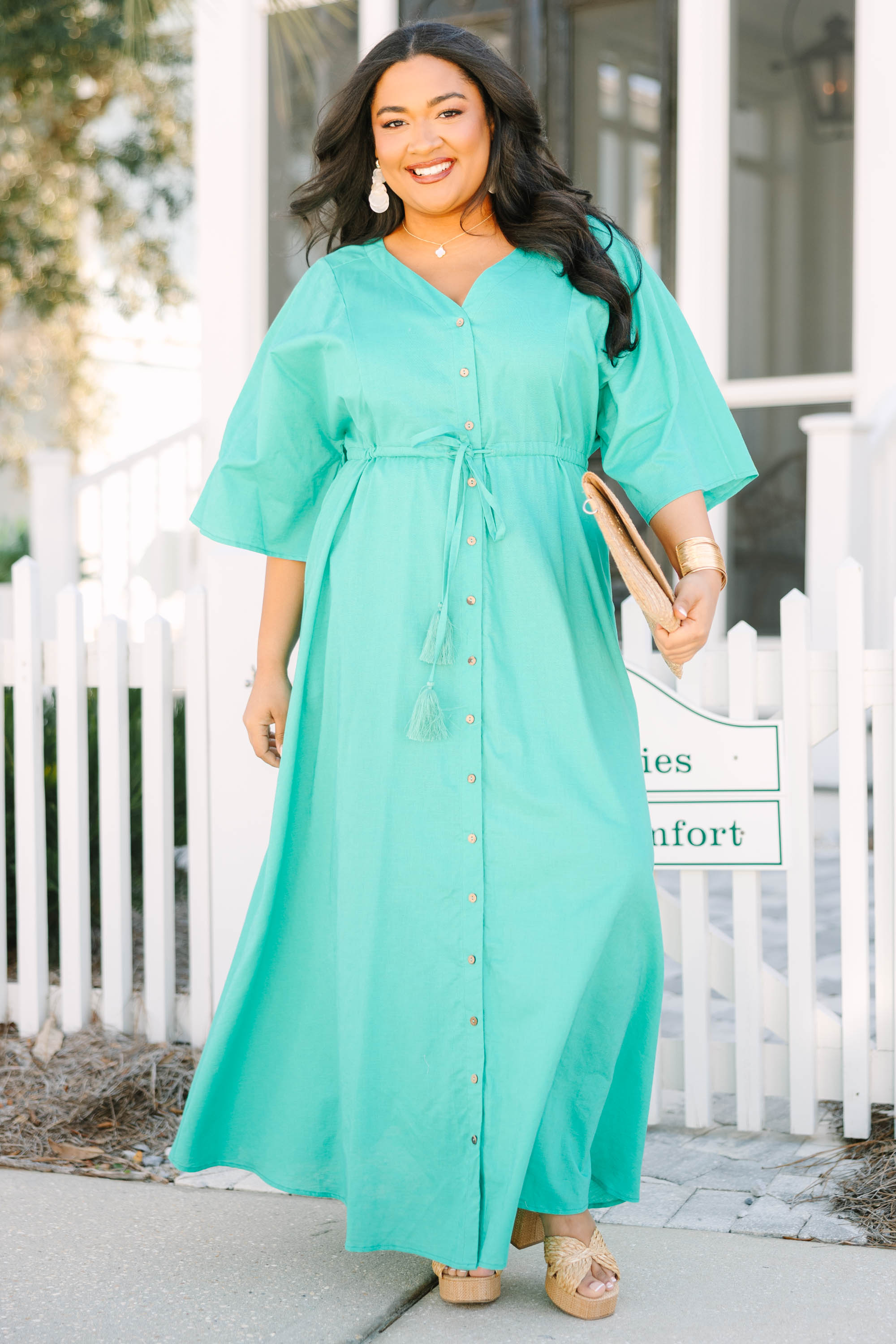 Off To the Islands Dress, Turquoise