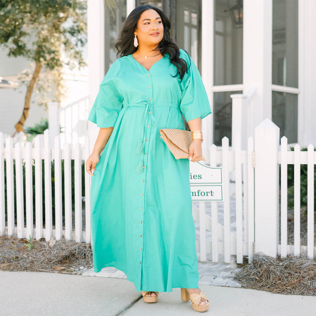 Off To the Islands Dress, Turquoise