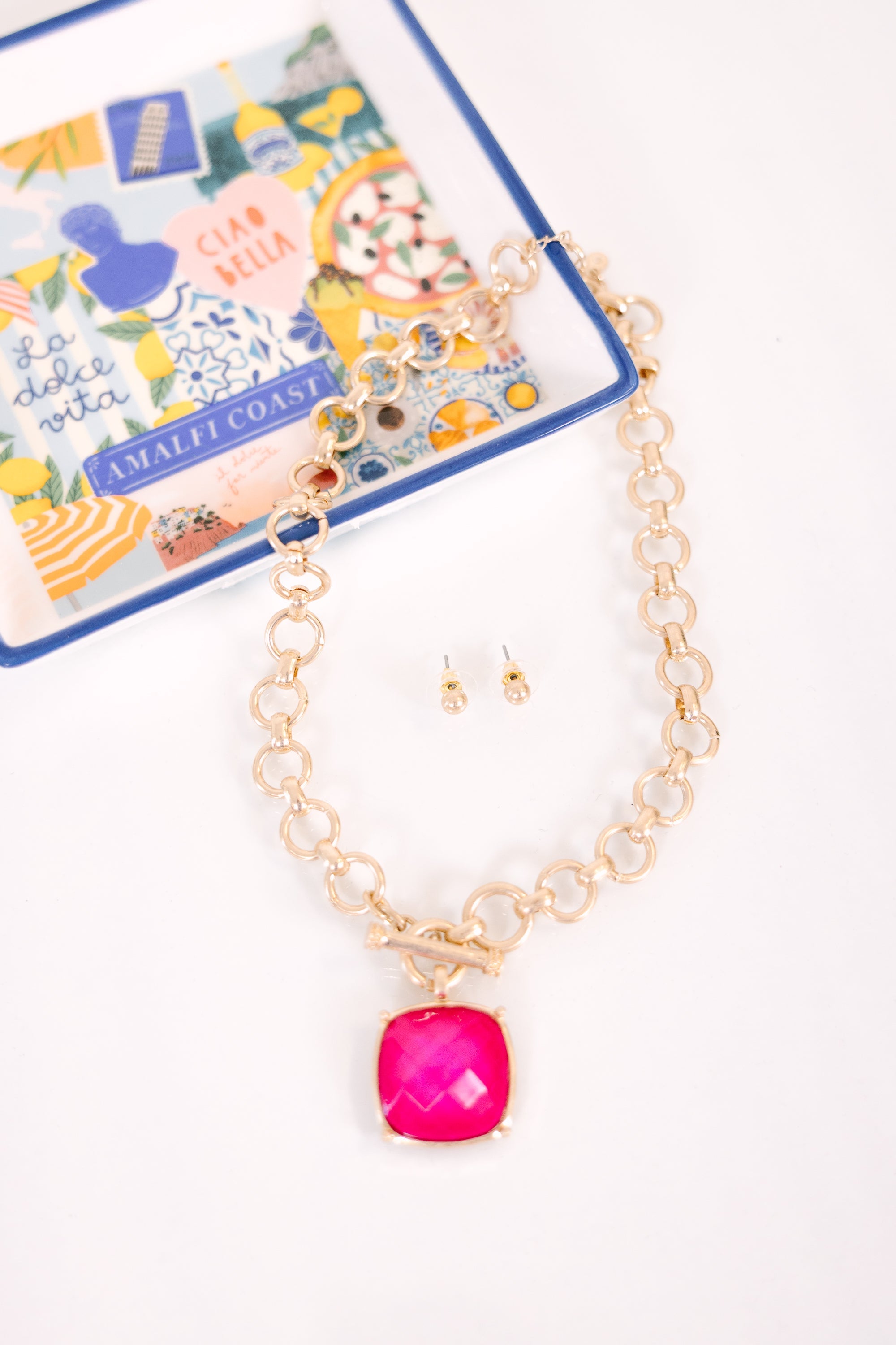 On The Case Necklace Set, Fuchsia