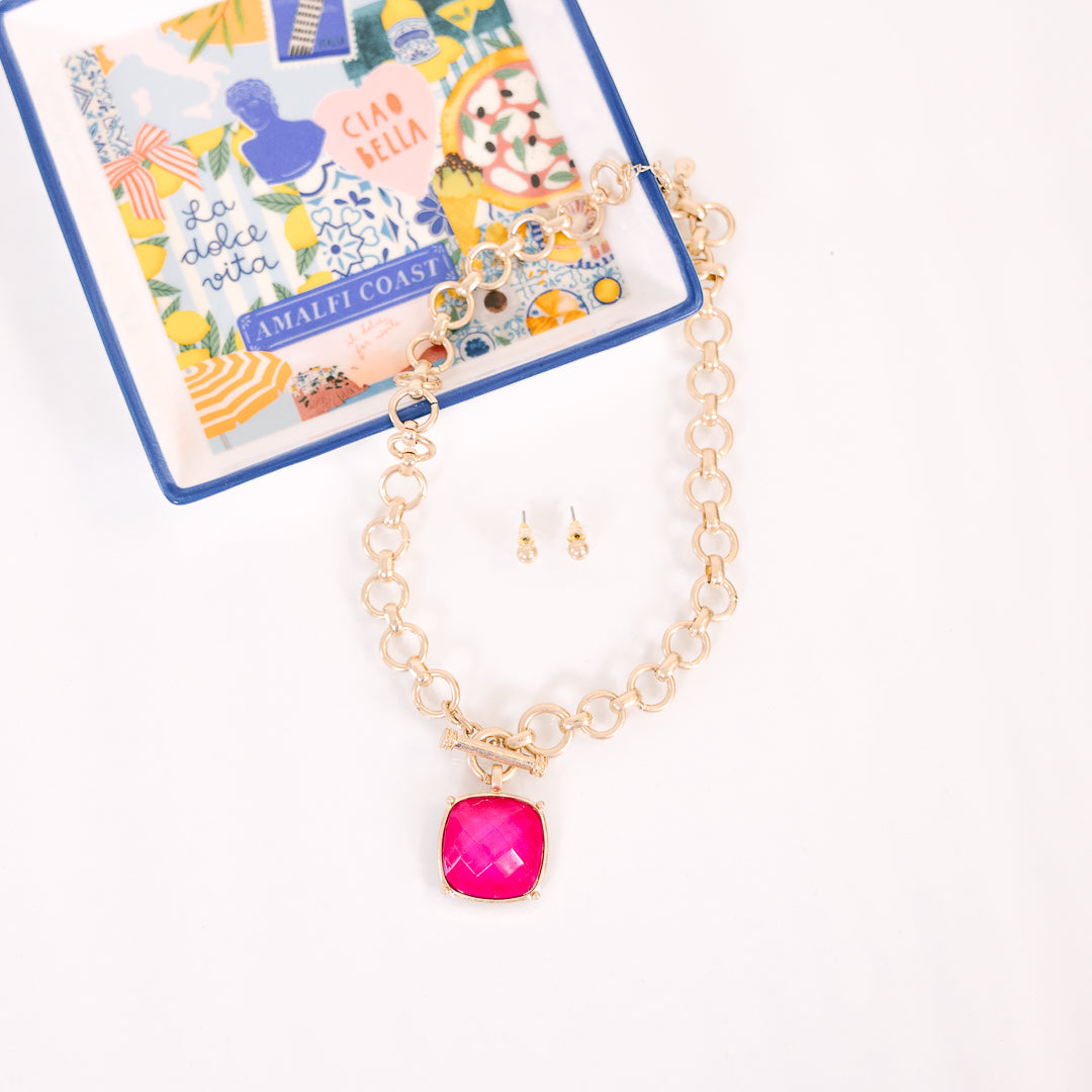 On The Case Necklace Set, Fuchsia