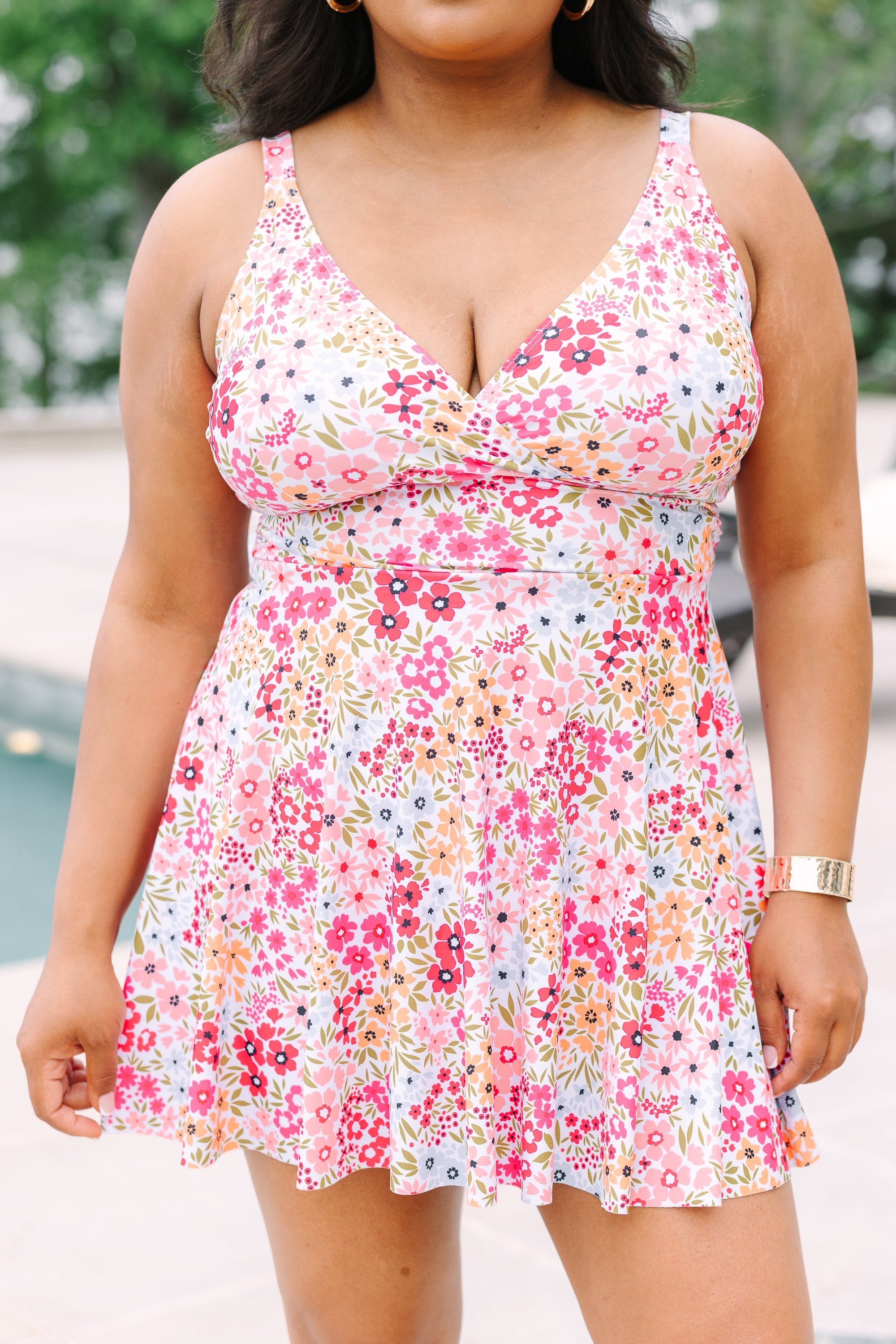 On The Sea Swim Dress, Pink Floral