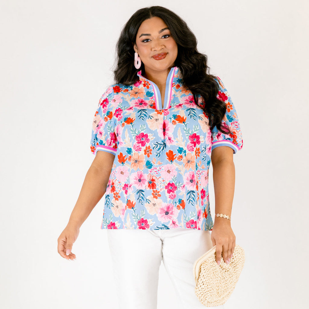 Overflowing Love Top, Blue/Pink
