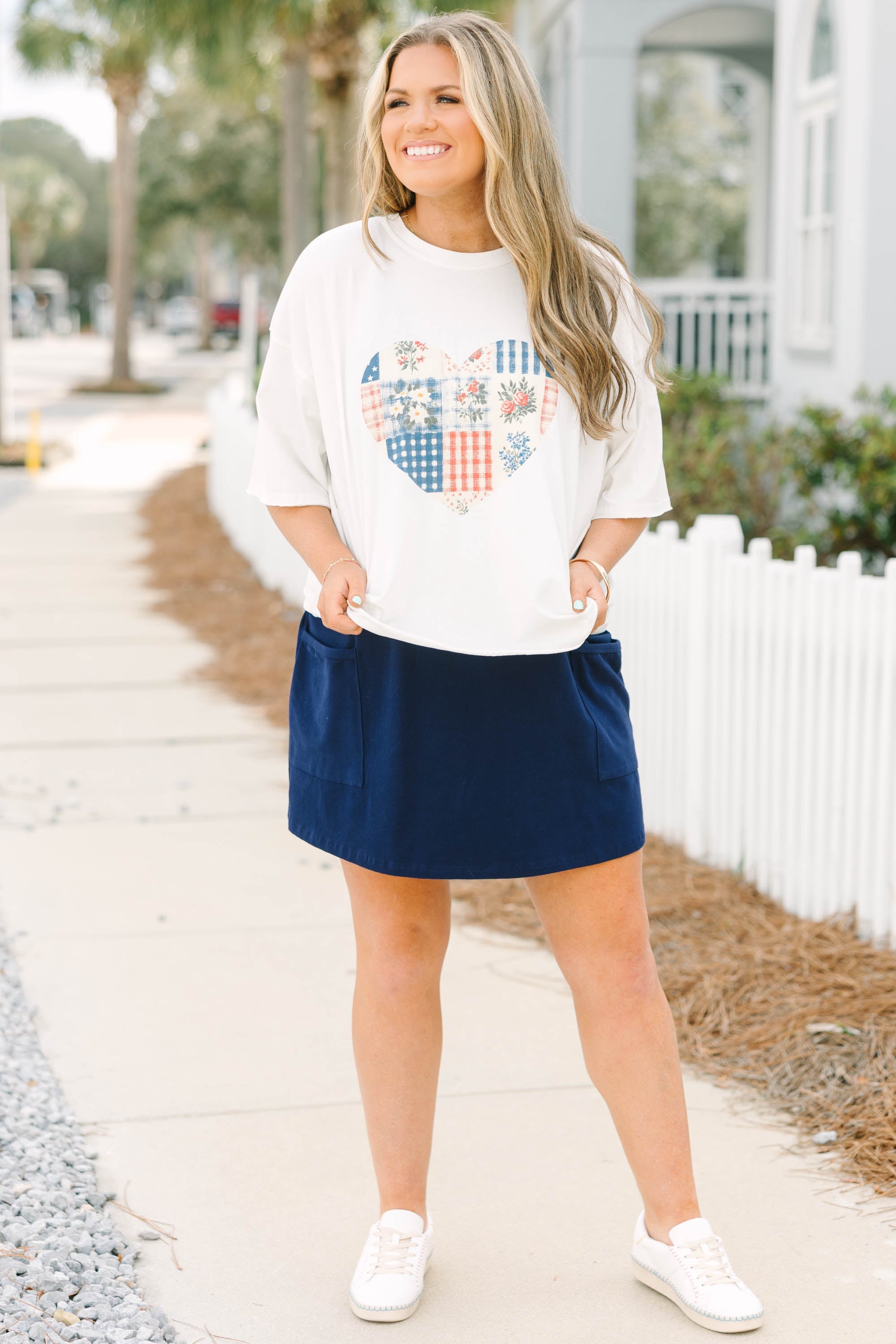 Patches of USA Vintage Wash Tee, White