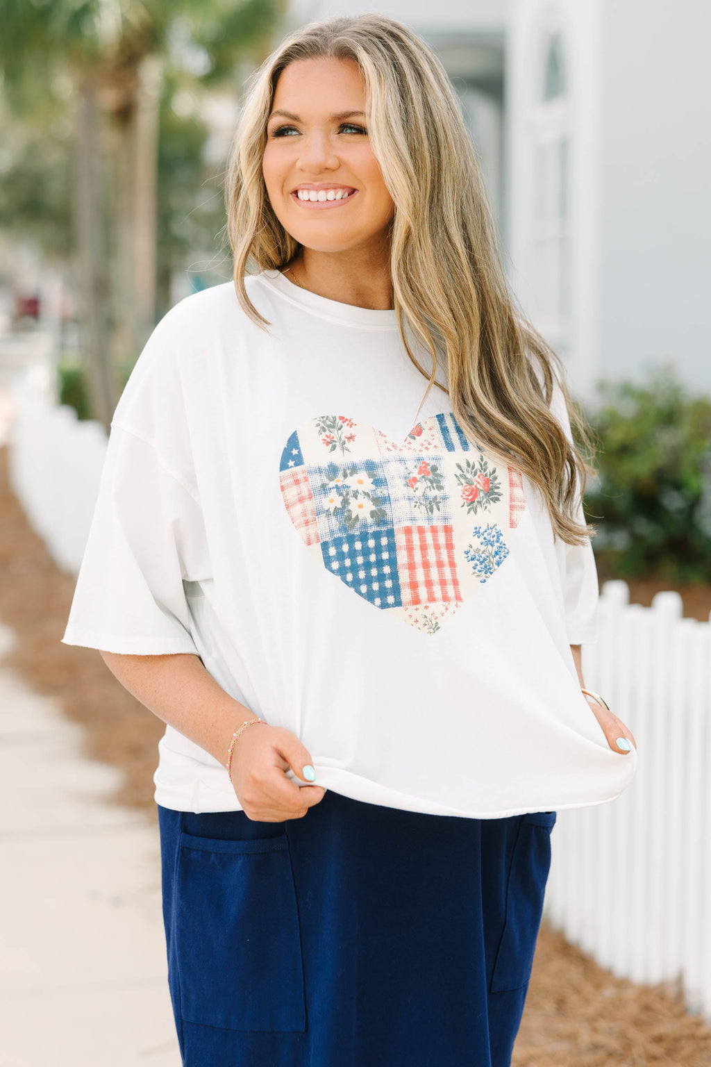 Patches of USA Vintage Wash Tee, White