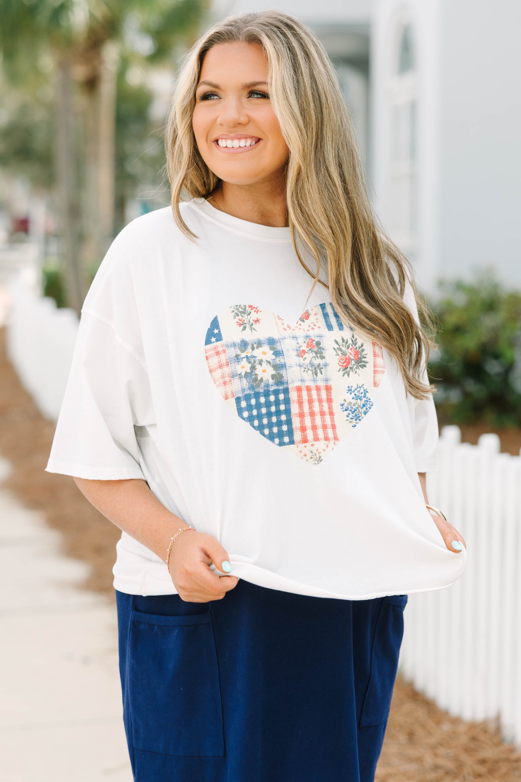 Patches of USA Vintage Wash Tee, White