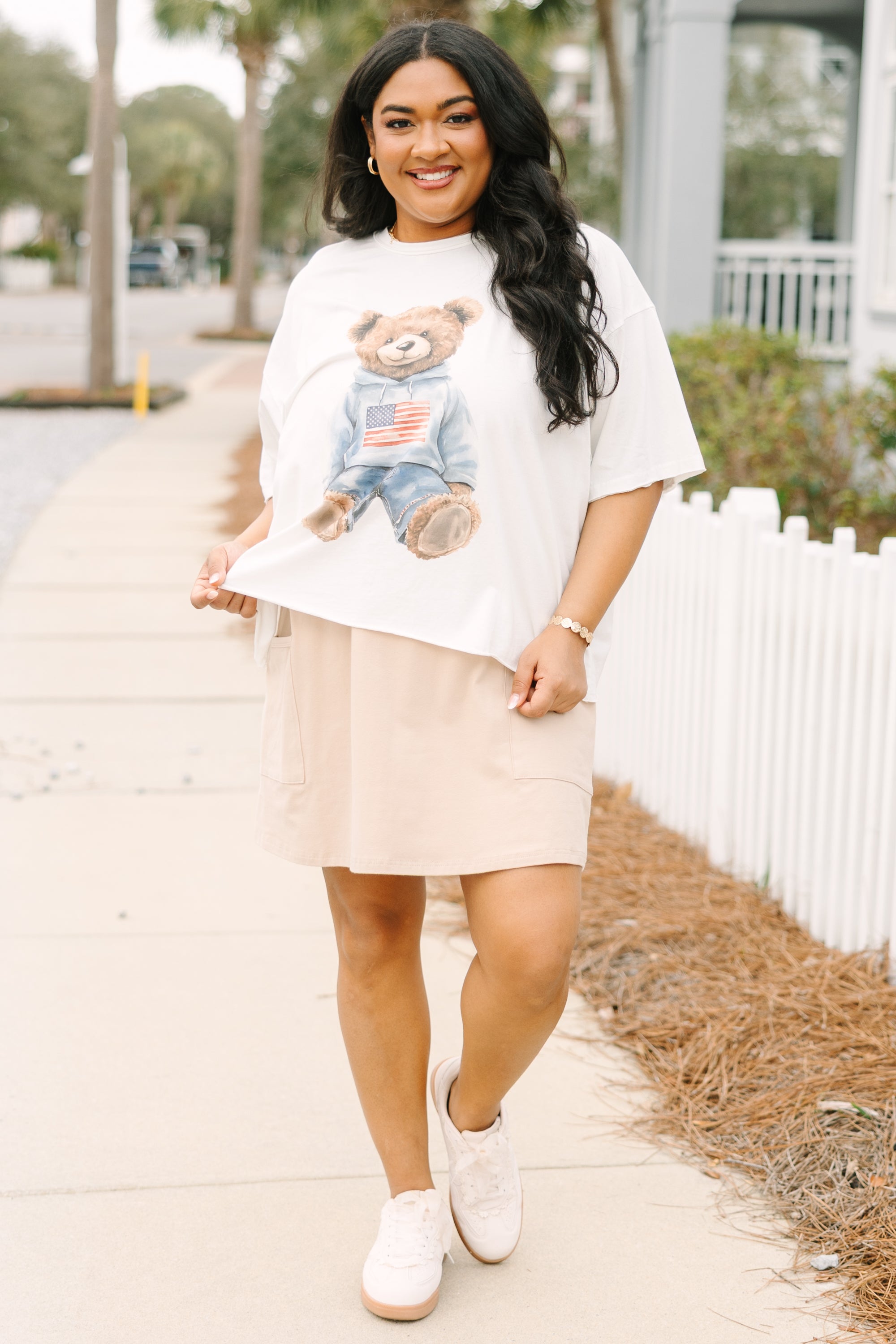 Patriotic Teddy Vintage Wash Tee, White