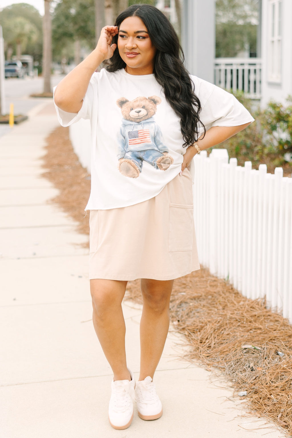 Patriotic Teddy Vintage Wash Tee, White