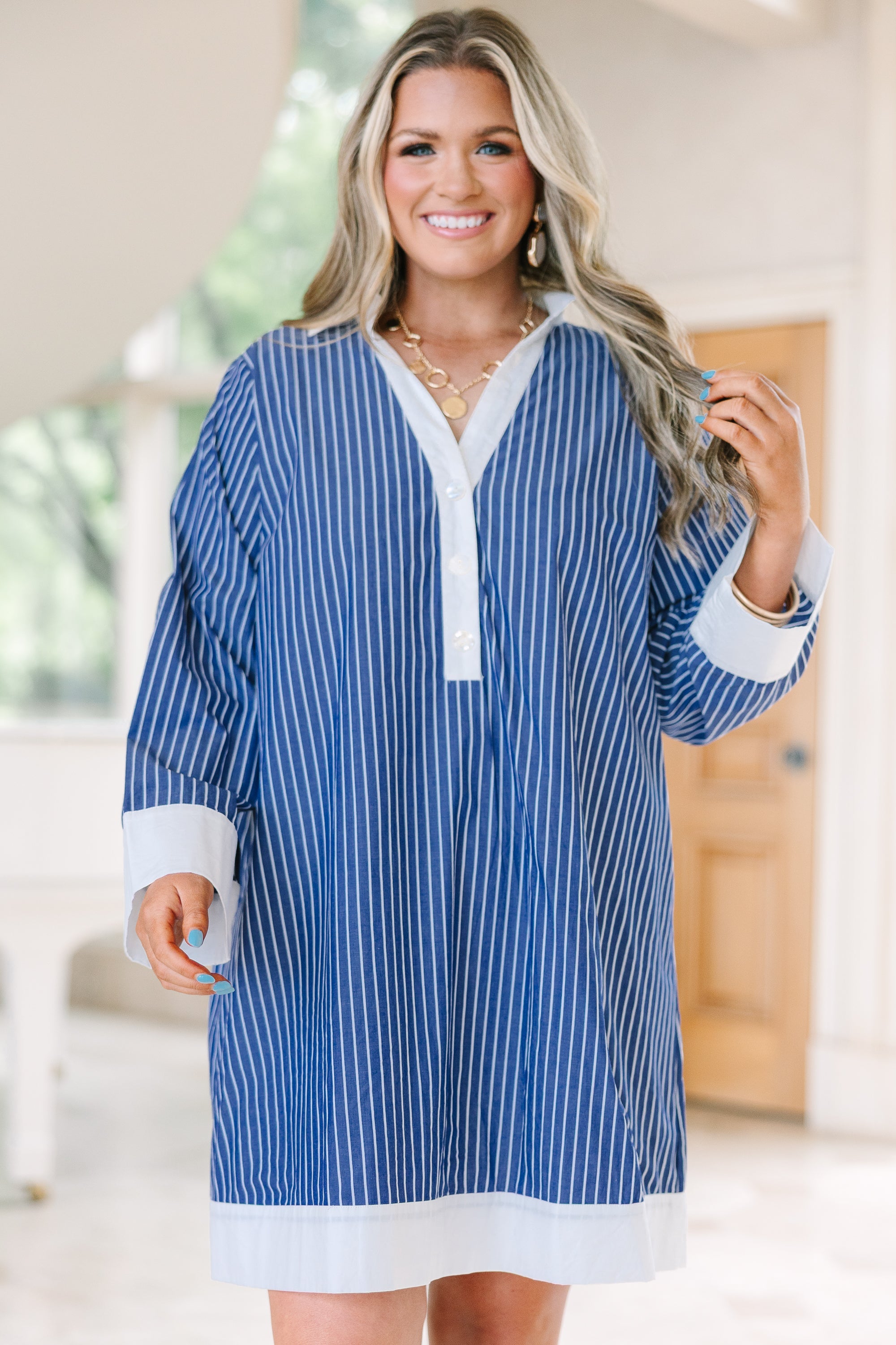 Polished With Personality Dress, Navy