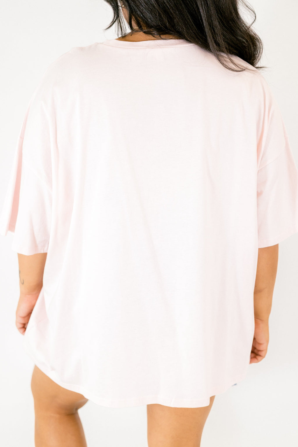 Polka Dot Bow Boyfriend Tee, Cream Pink
