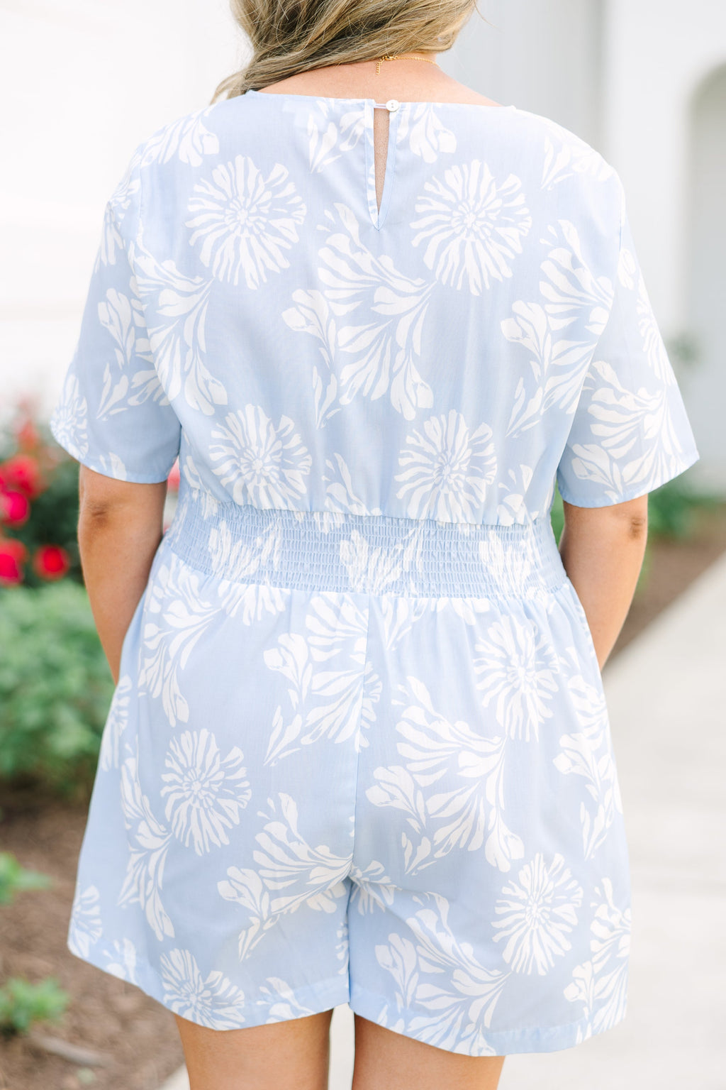 Porch Swing At Sunset Romper, Baby Blue