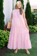 Pretty In Pinstripes Dress, Baby Pink