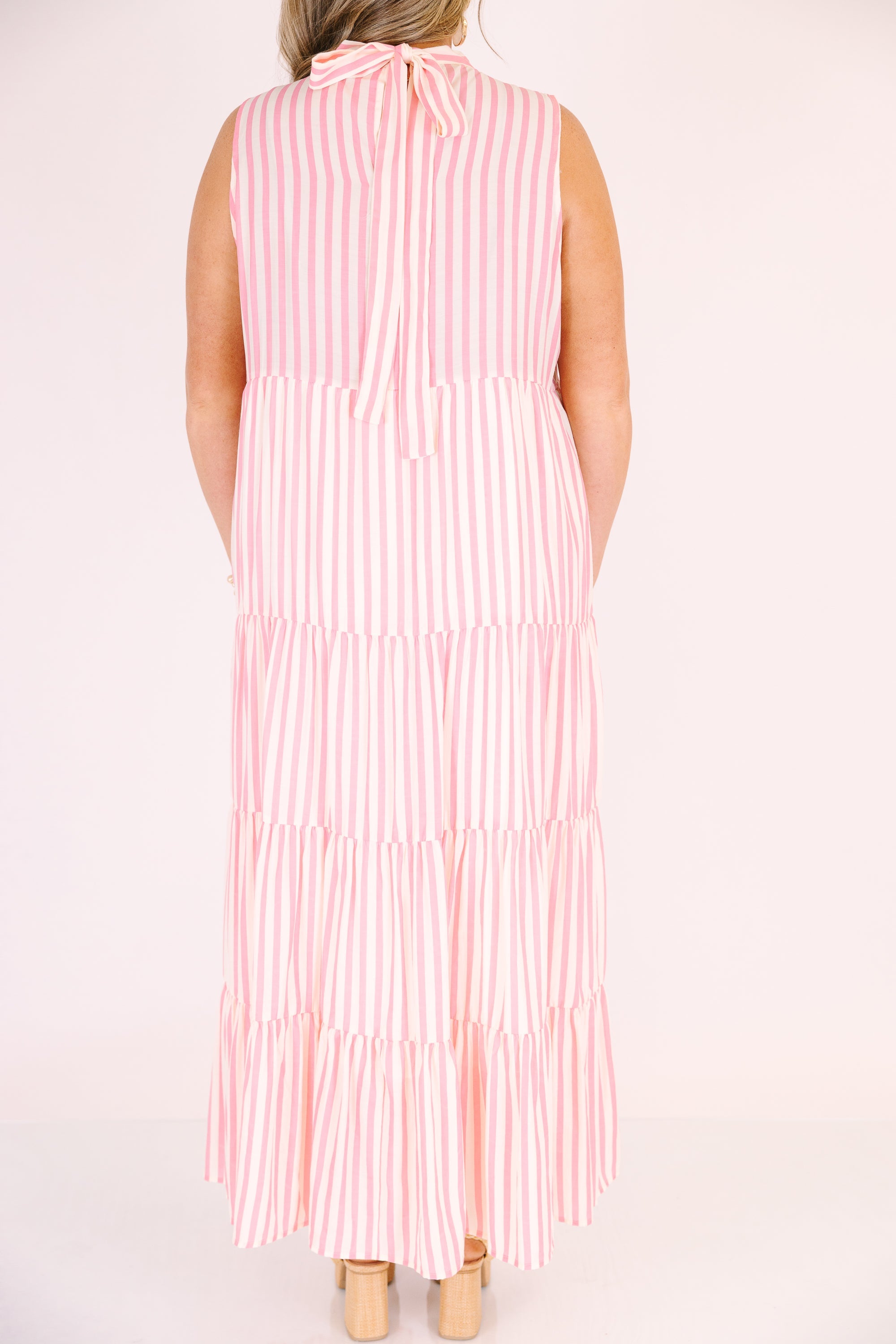 Pretty In Pinstripes Dress, Baby Pink