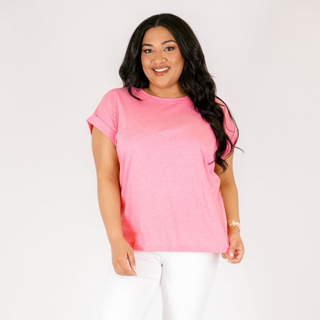 Pretty Please Tee, Heather Fuchsia