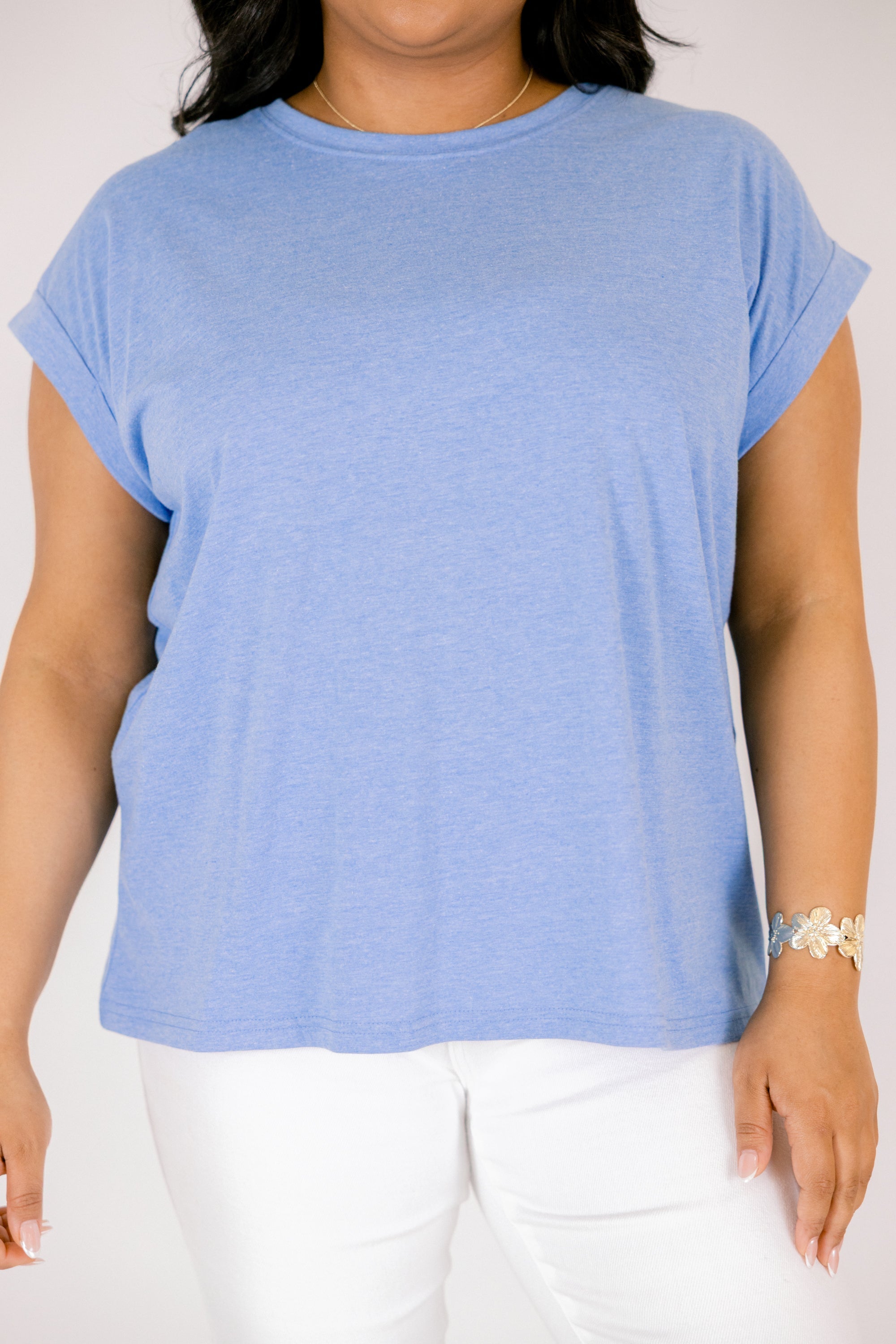 Pretty Please Tee, Heather Ocean Blue