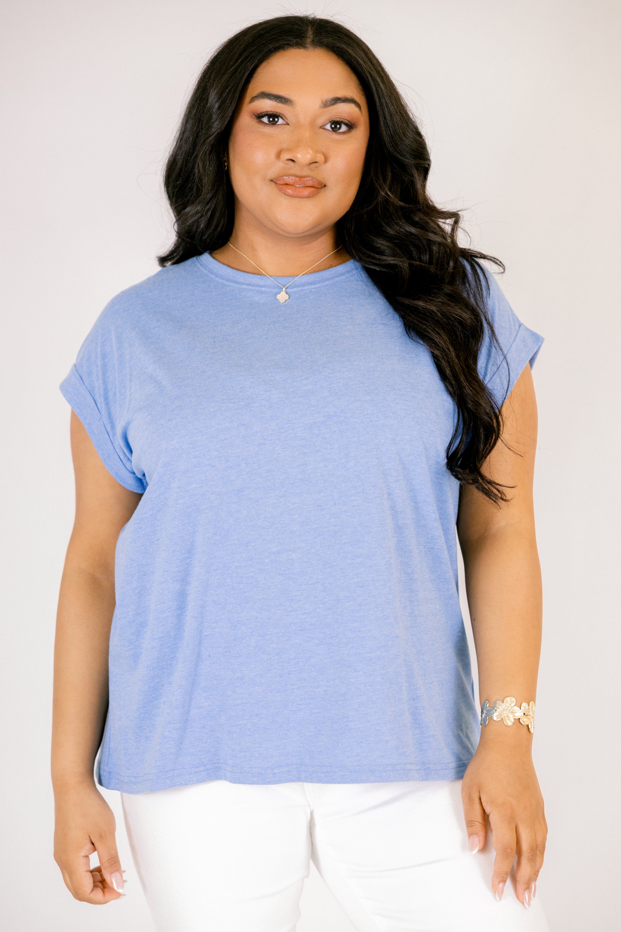 Pretty Please Tee, Heather Ocean Blue