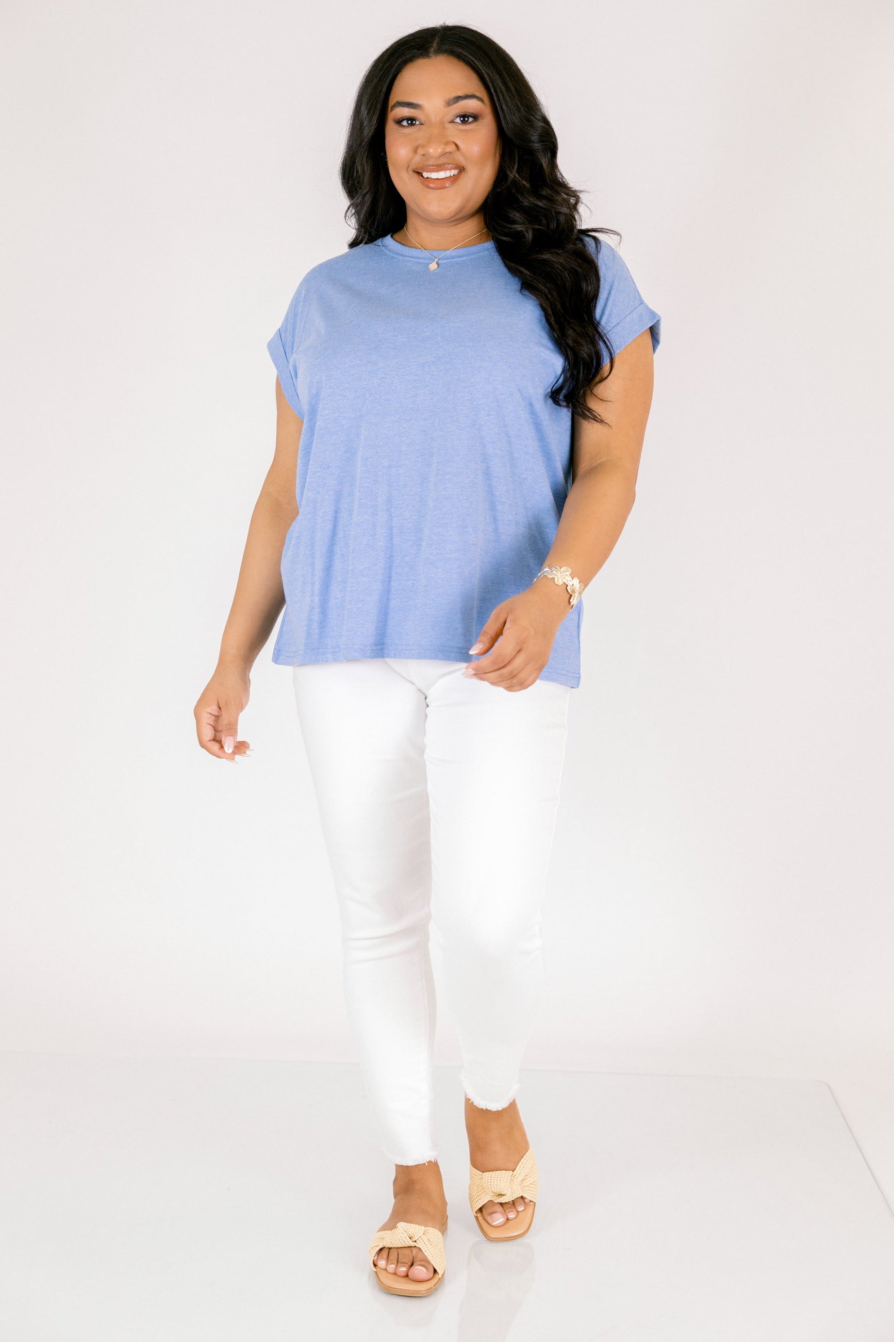 Pretty Please Tee, Heather Ocean Blue
