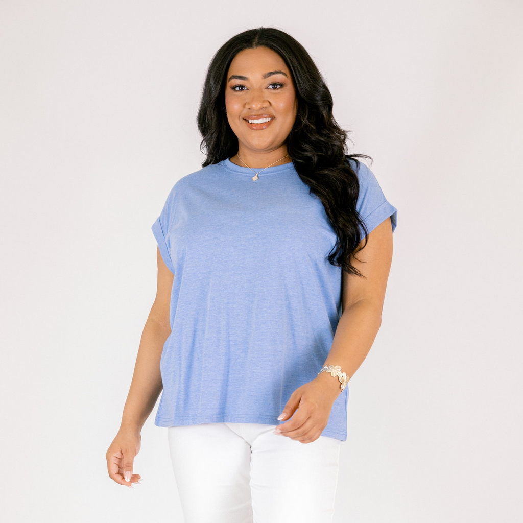 Pretty Please Tee, Heather Ocean Blue