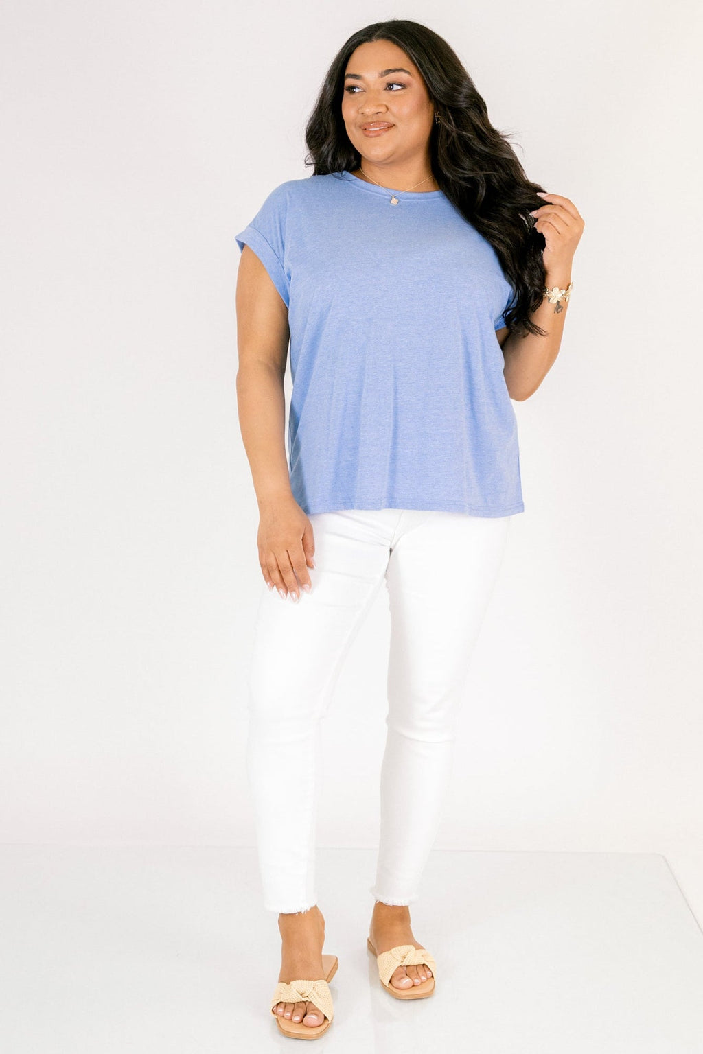 Pretty Please Tee, Heather Ocean Blue