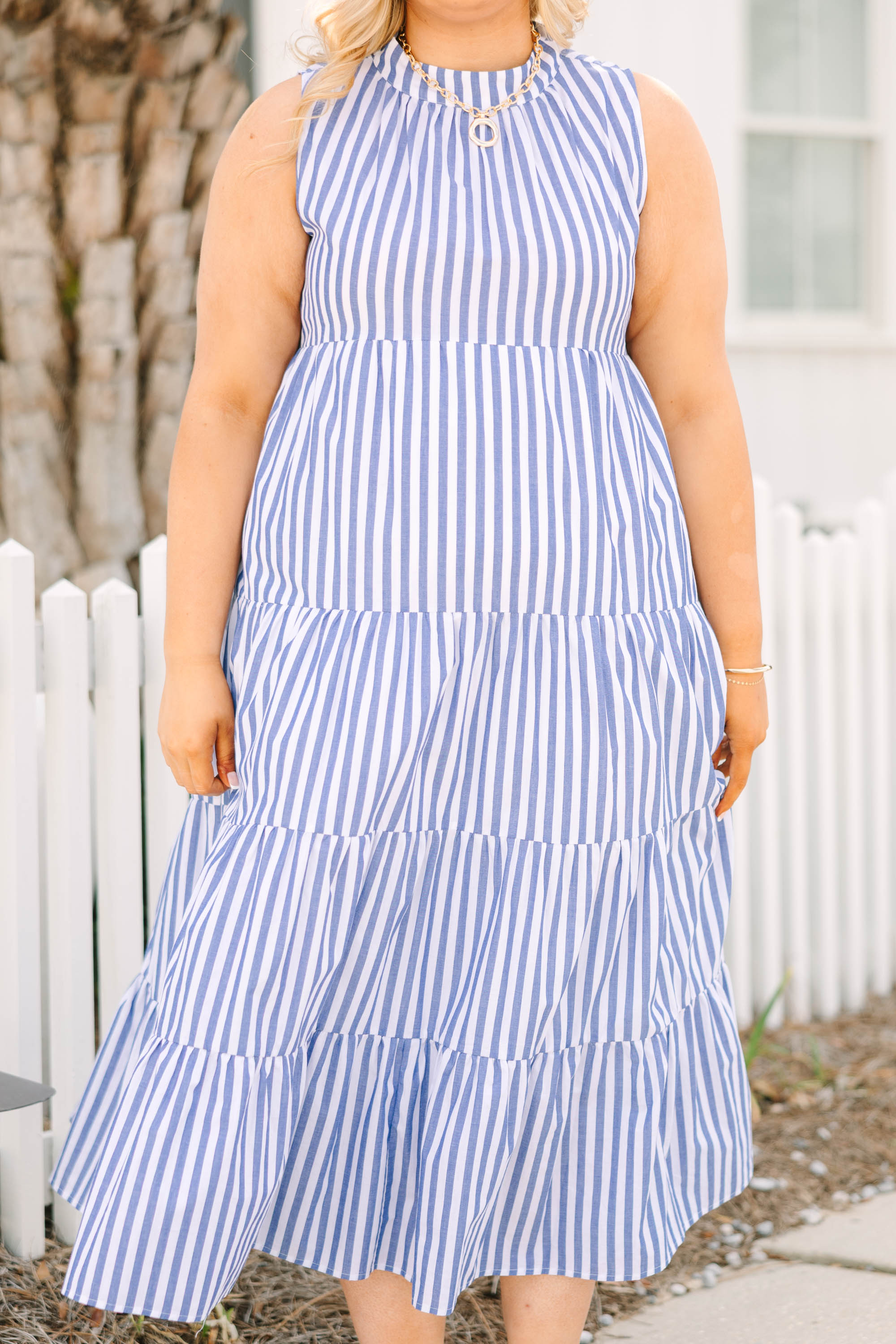 Pretty In Pinstripes Dress, Blue