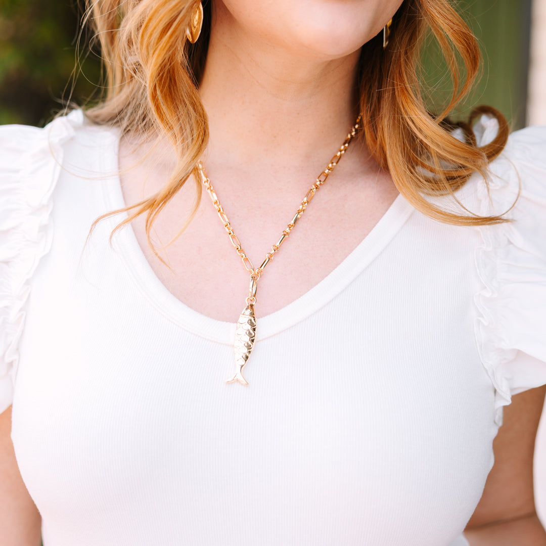 Quite A Catch Necklace, Gold