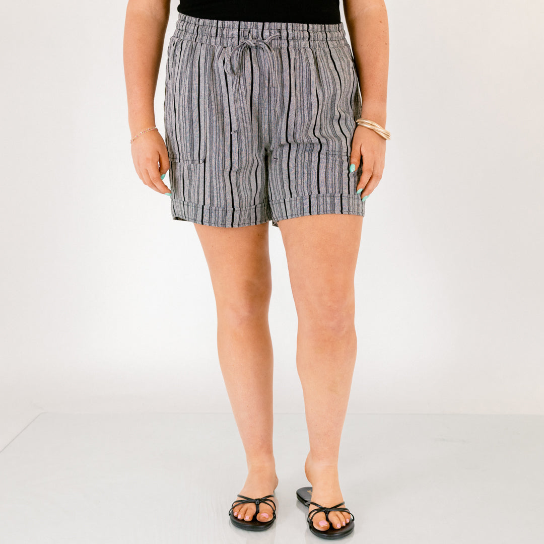 Recharging My Batteries Shorts, Gray Stripe