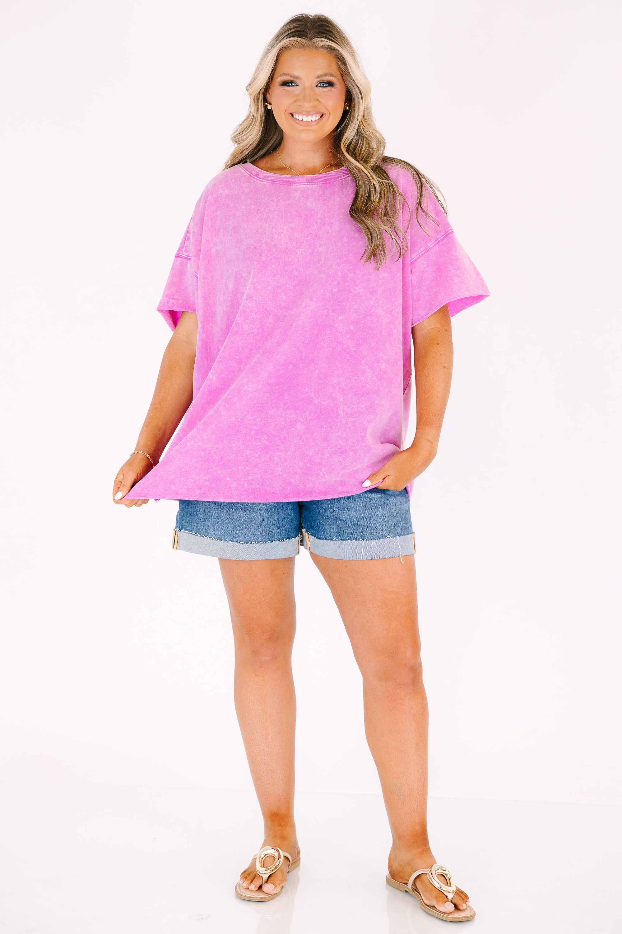 Relax and Repeat Tee, Bright Mauve