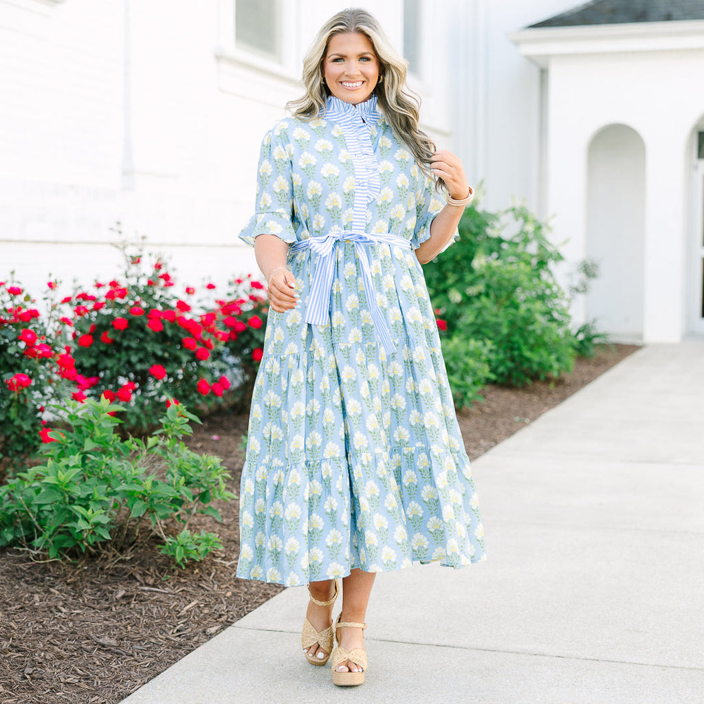 Reserved For You Dress, Blue Floral