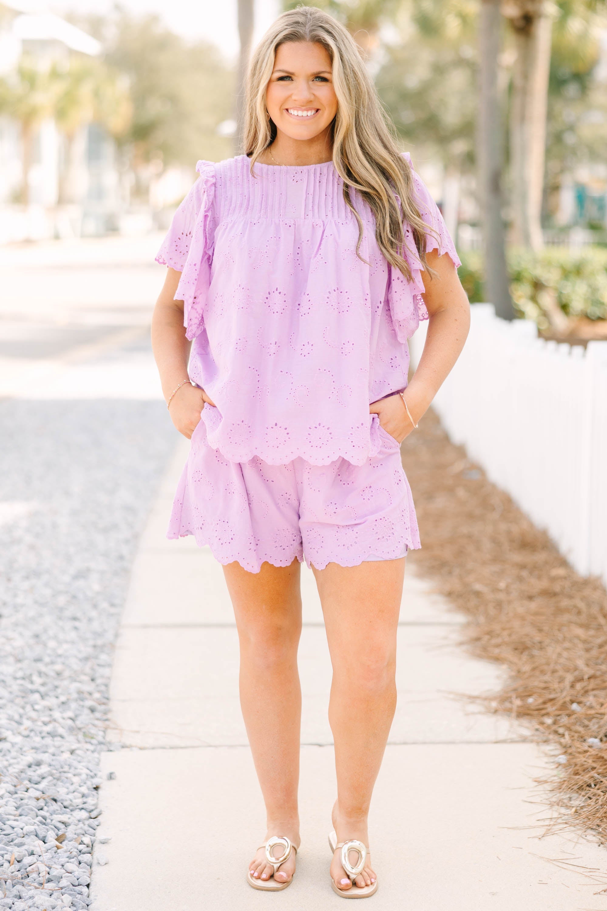 Right Over Here Shorts, Purple
