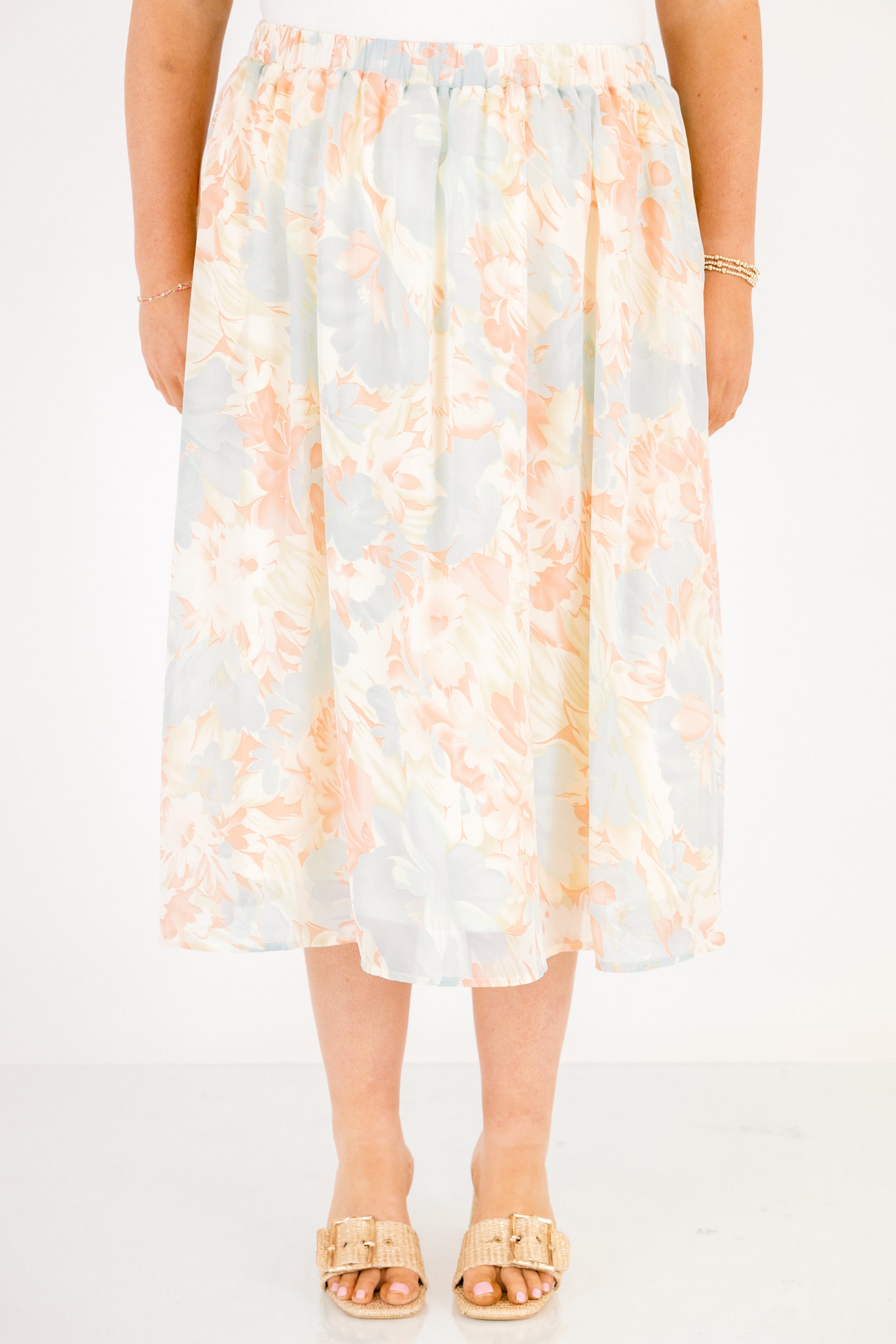 Romantic Florals Skirt, Blue