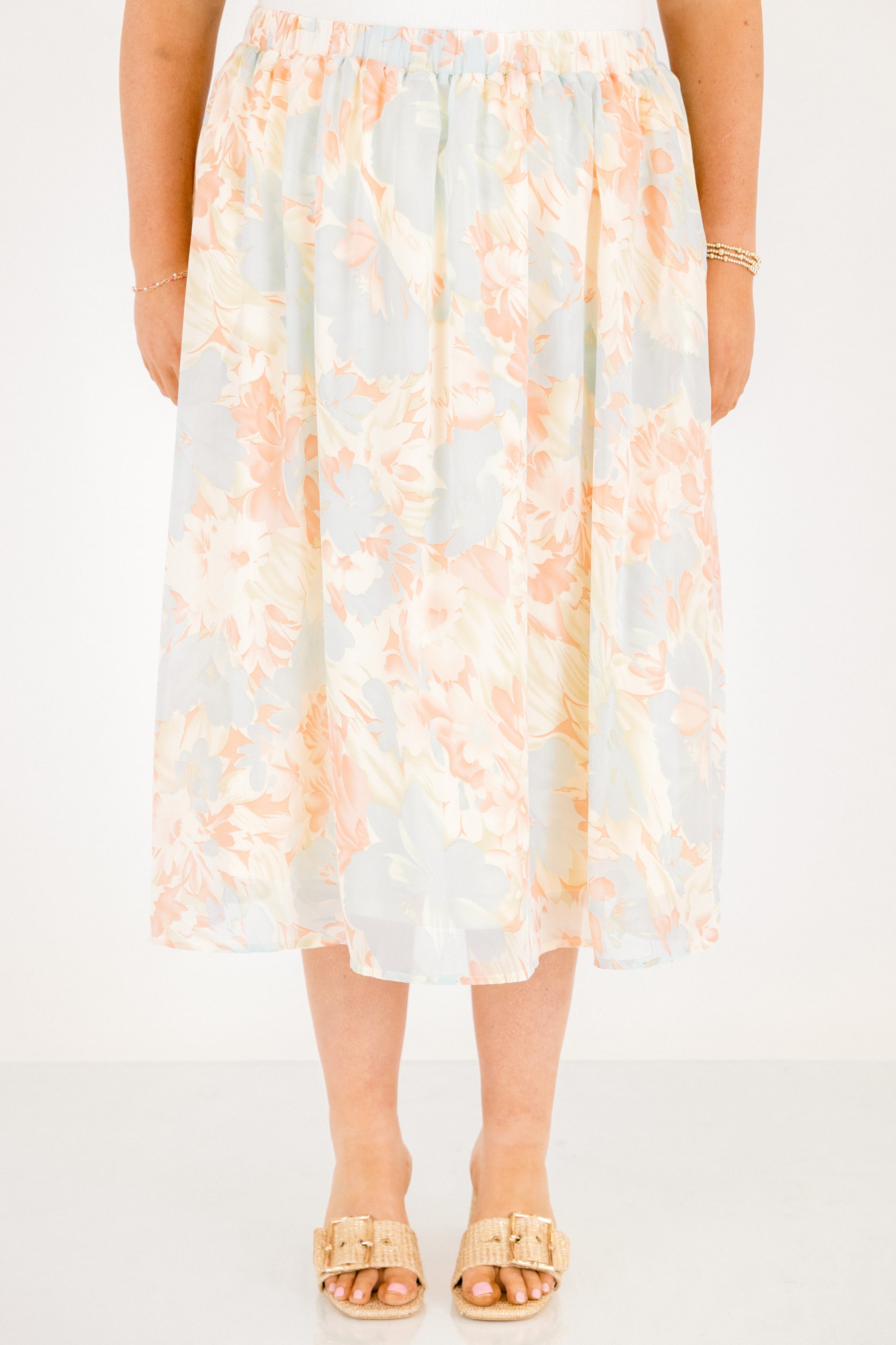 Romantic Florals Skirt, Blue