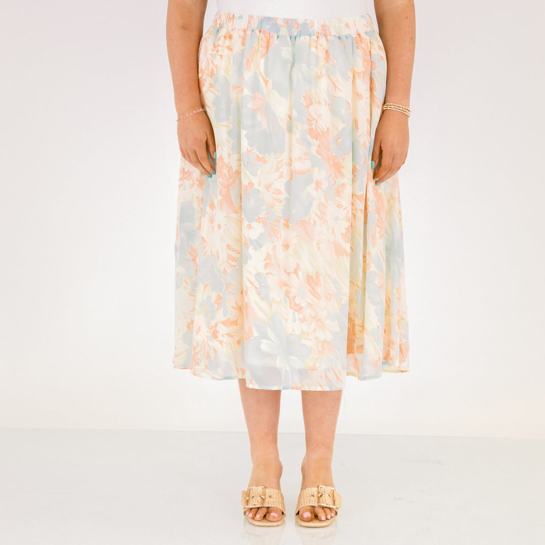 Romantic Florals Skirt, Blue