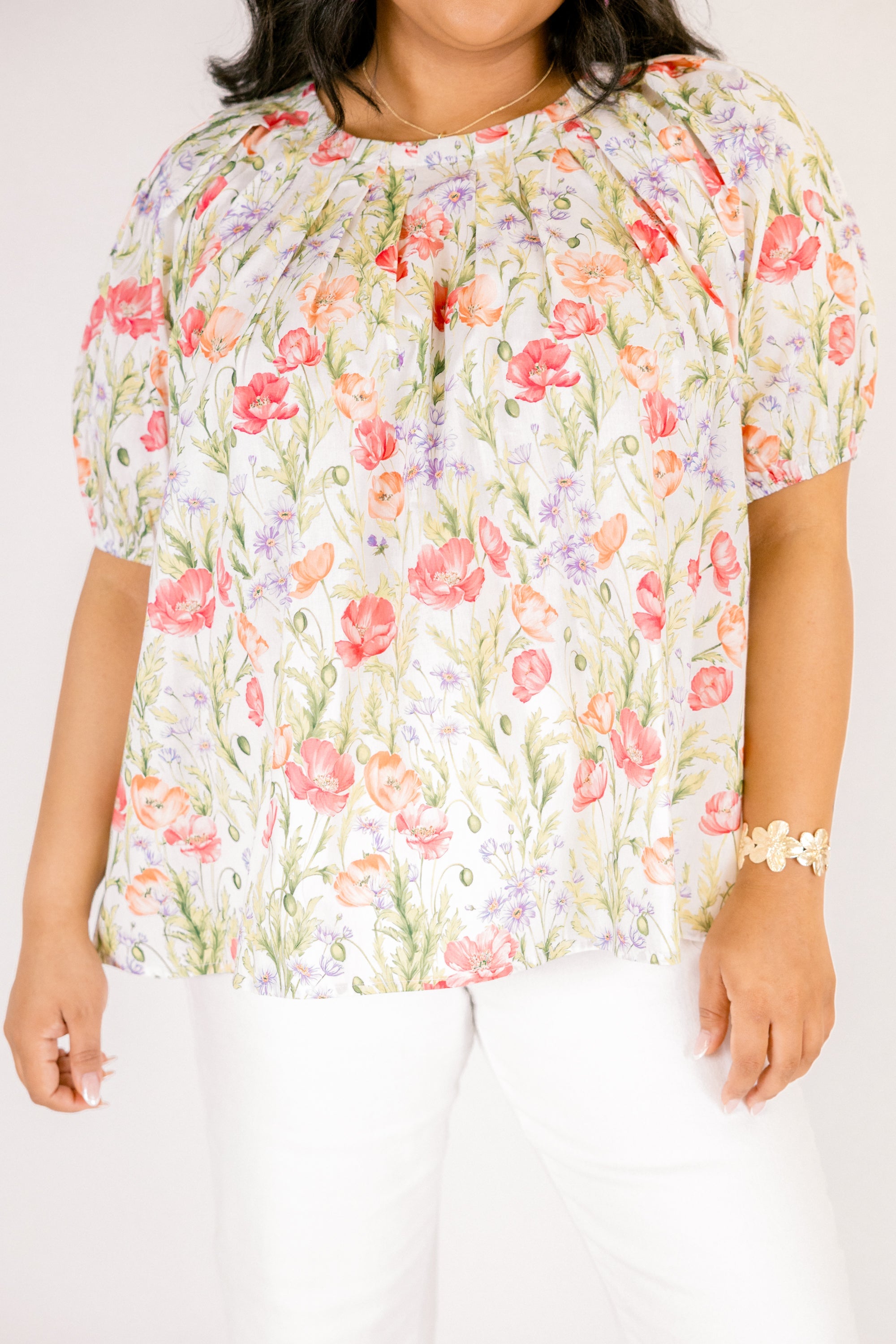 Rooftop Romance Top, Green Floral