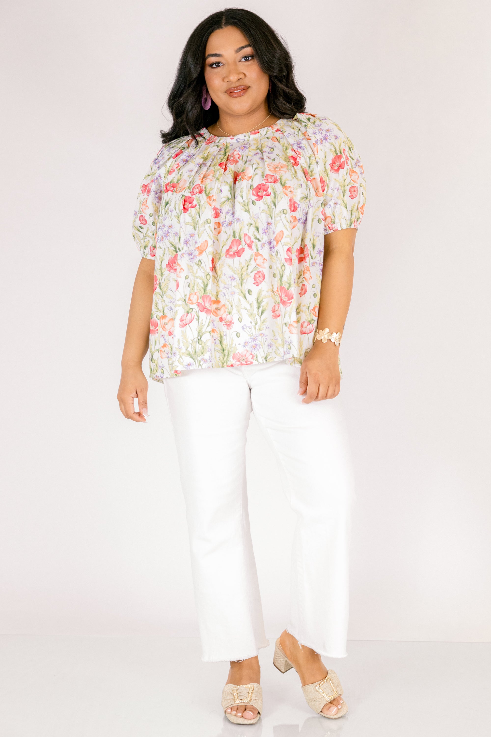 Rooftop Romance Top, Green Floral