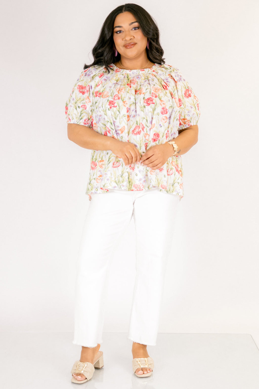 Rooftop Romance Top, Green Floral