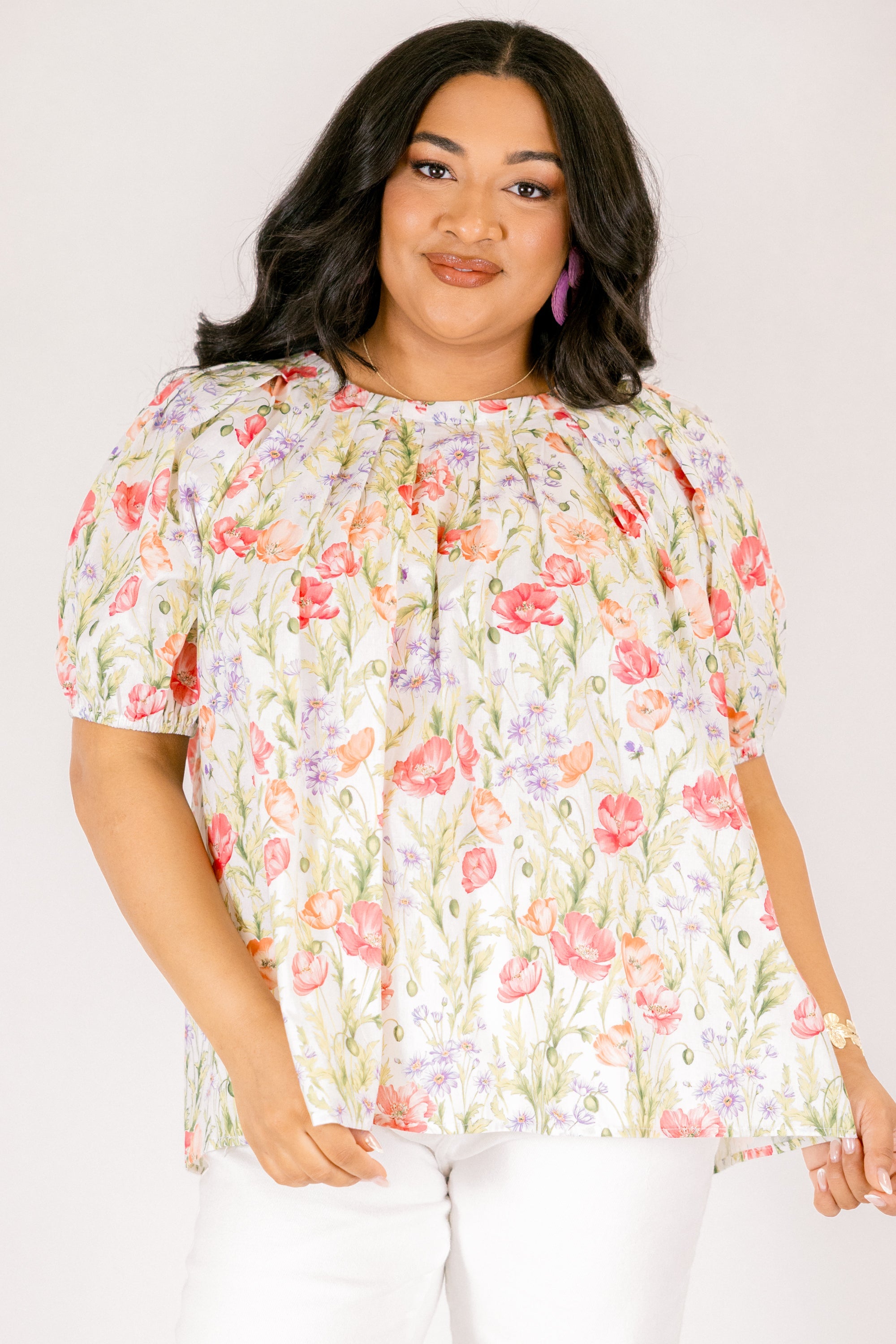 Rooftop Romance Top, Green Floral