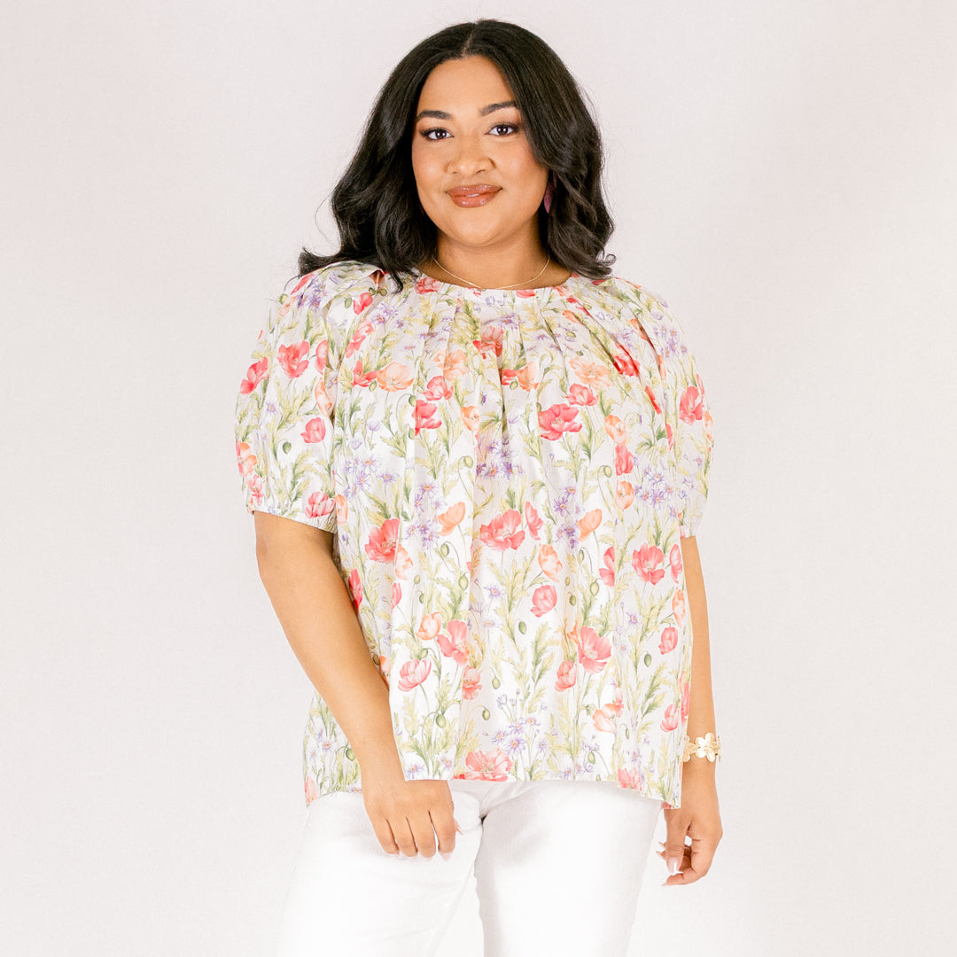 Rooftop Romance Top, Green Floral