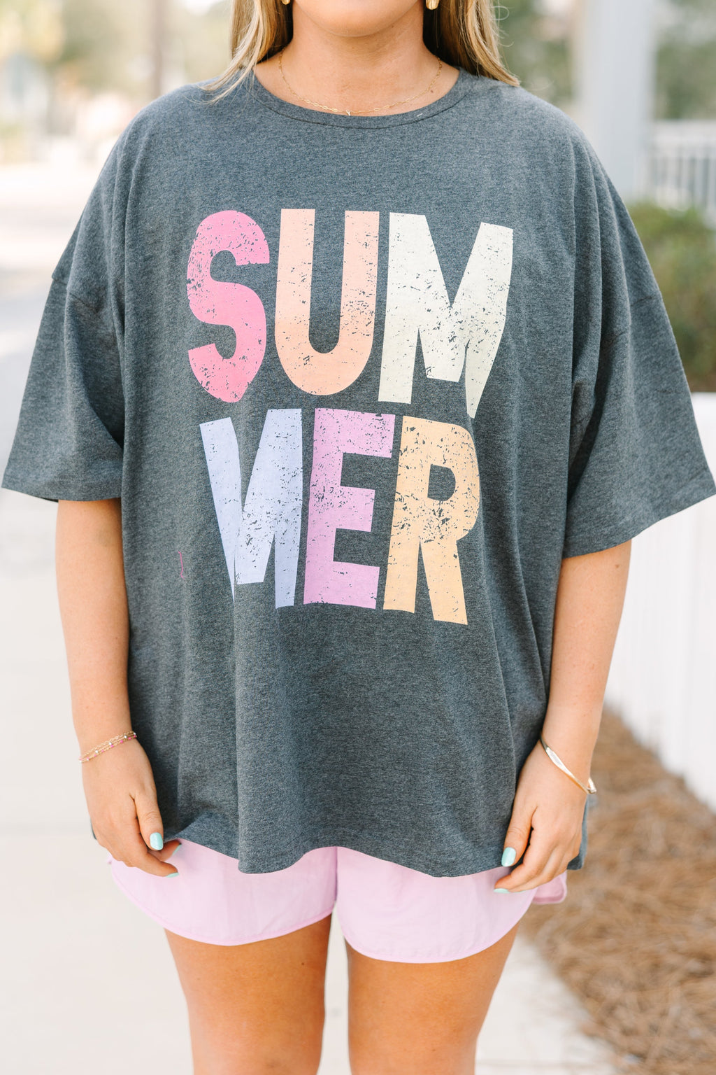 Summer of Fun Boyfriend Tee, Charcoal