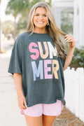 Summer of Fun Boyfriend Tee, Charcoal