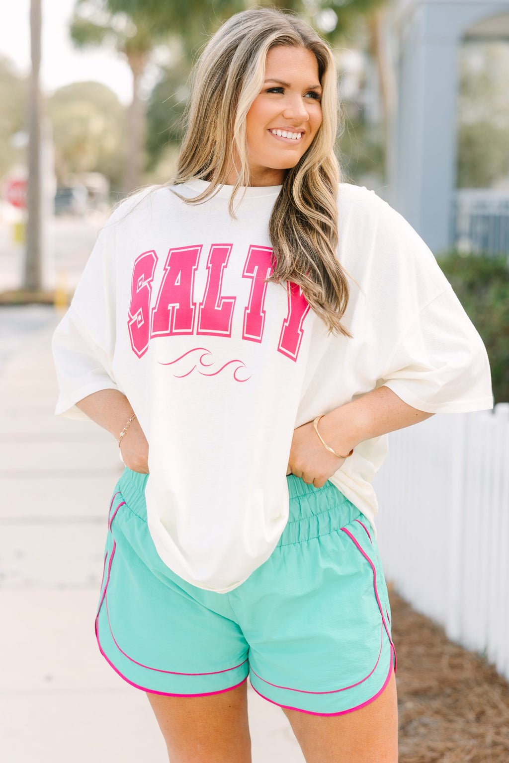 Thrown In The Mix Shorts, Turquoise/Fuchsia