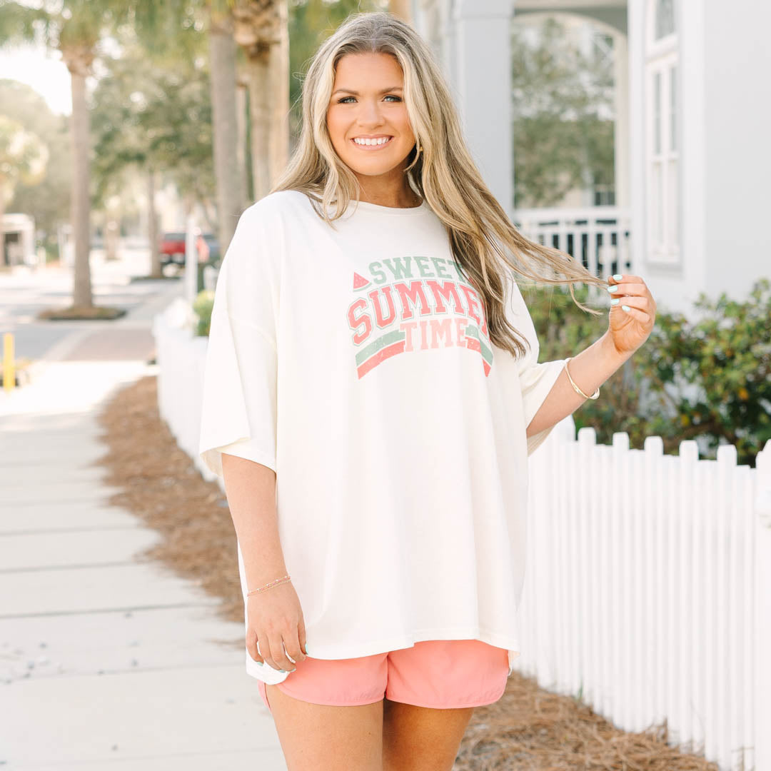 Sweet Summertime Boyfriend Tee, Ivory