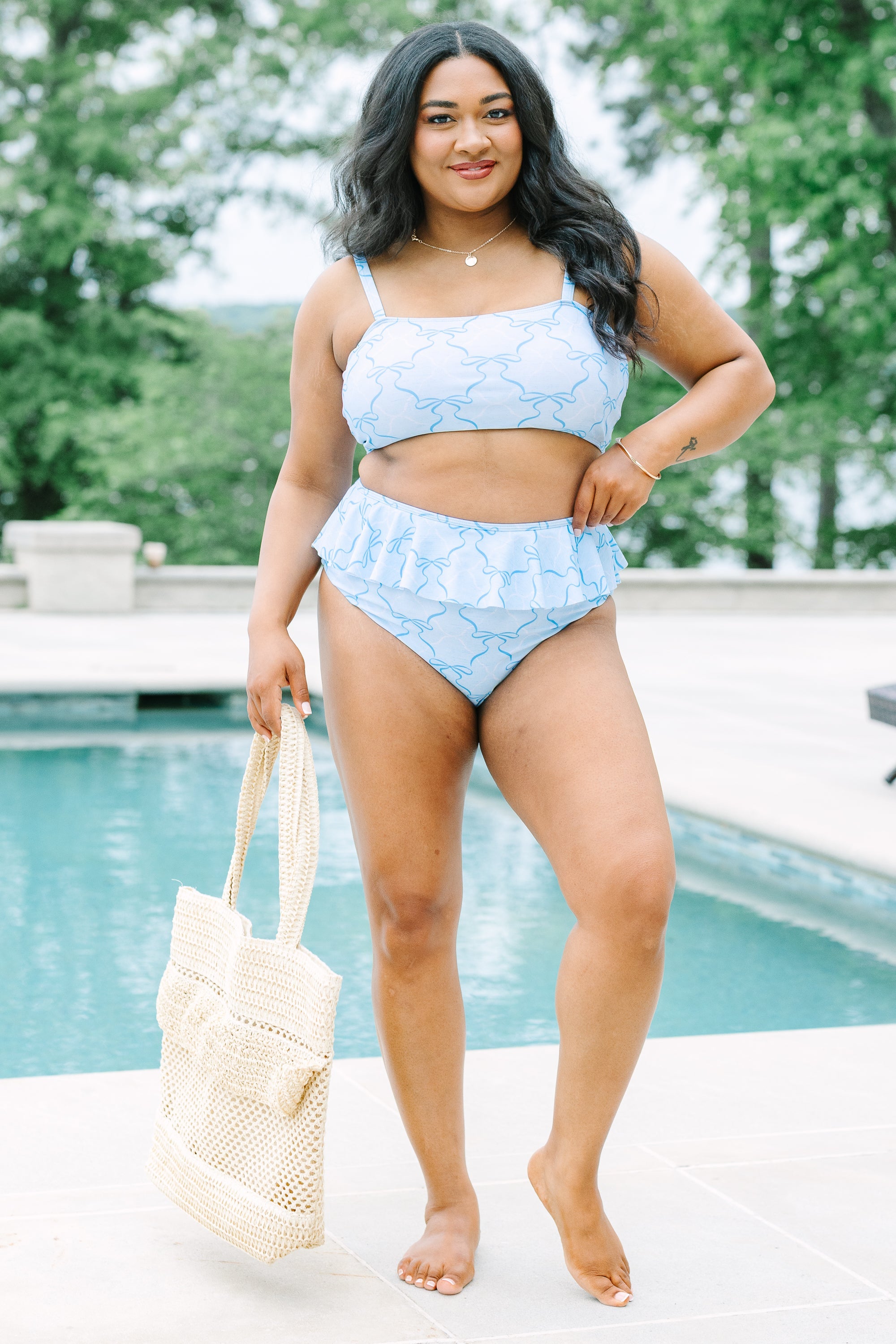 Sandy Sunset Swim Bottom, Blue Ribbon
