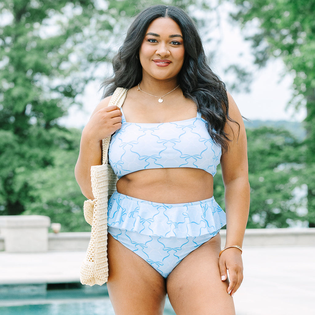Sandy Sunset Swim Top, Blue Ribbon