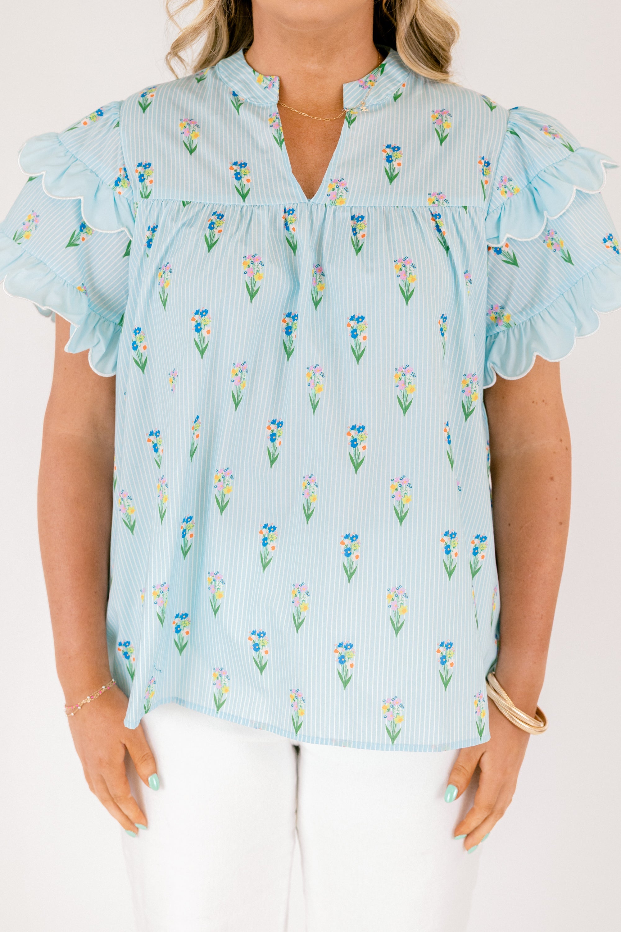 Santorini Bound Top, Blue Floral